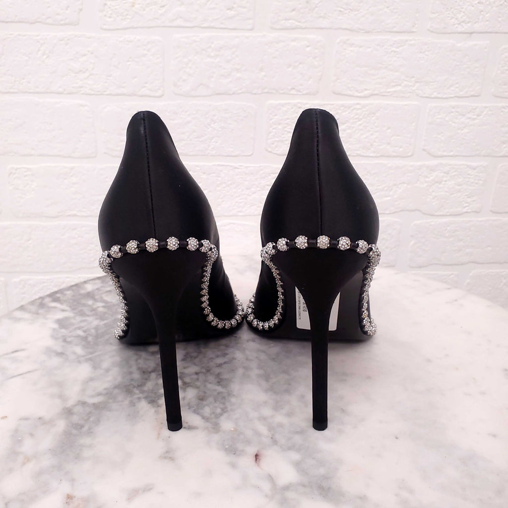 ALEXANDER WANG BLACK HEELS WITH CRYSTAL BALLS - SIZE 41