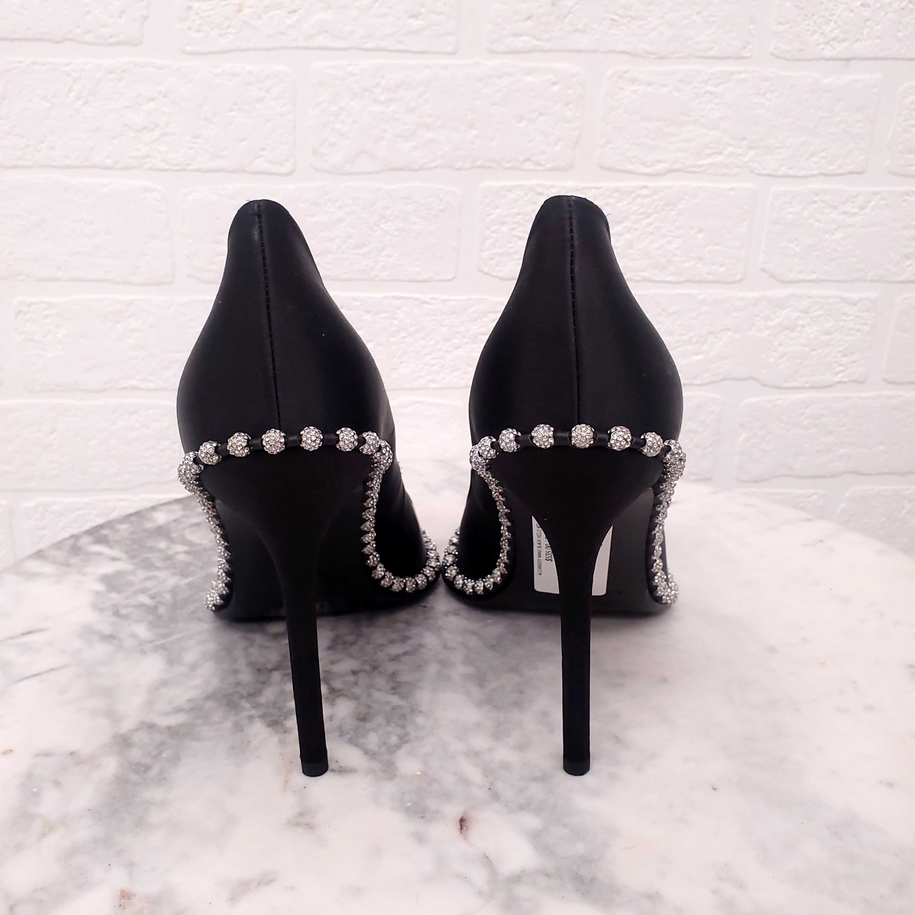 ALEXANDER WANG BLACK HEELS WITH CRYSTAL BALLS - SIZE 41