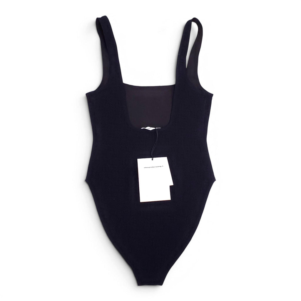 ALEXANDER WANG BLACK LOGO ONE-PIECE SWIMSUIT - SIZE XS