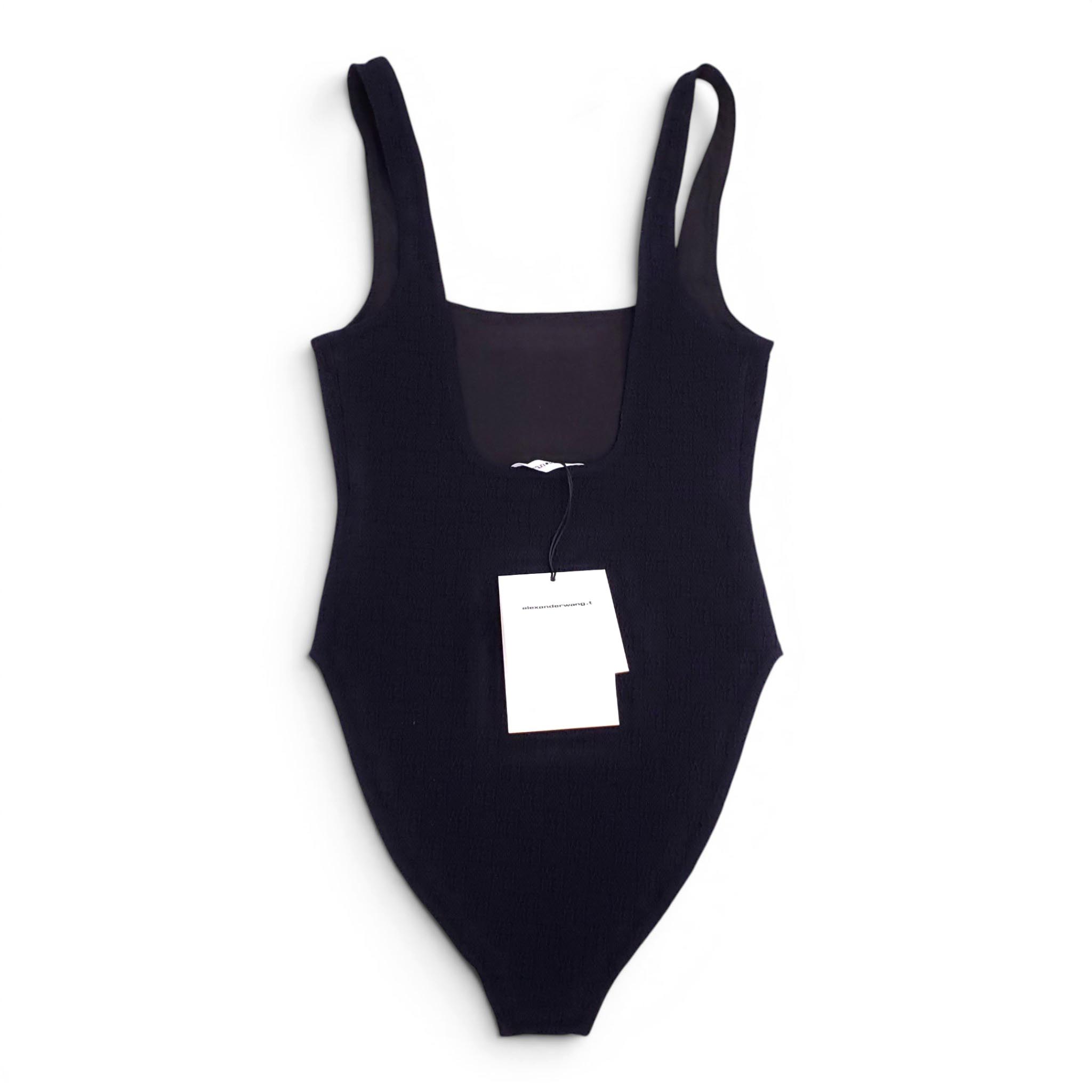 ALEXANDER WANG BLACK LOGO ONE-PIECE SWIMSUIT - SIZE XS