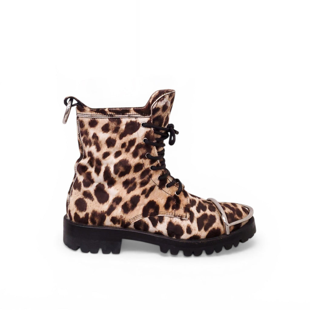 ALEXANDERWANG LEOPARD PONYHAIR MOTORCYCLE BOOTS - SIZE 38