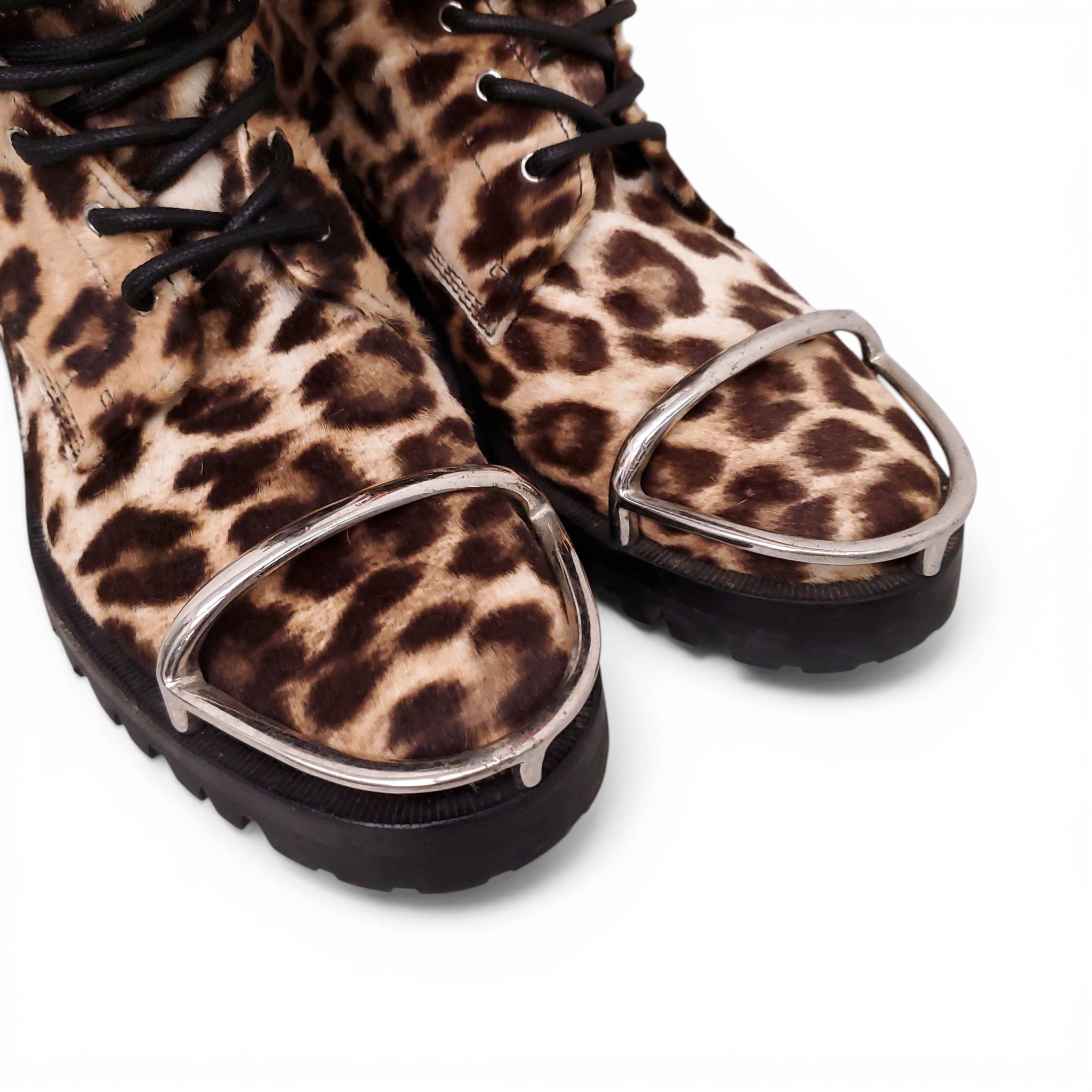 ALEXANDERWANG LEOPARD PONYHAIR MOTORCYCLE BOOTS - SIZE 38