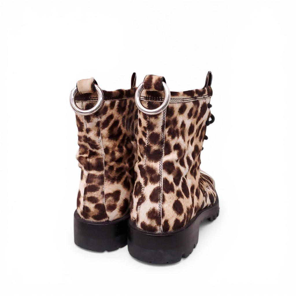 ALEXANDERWANG LEOPARD PONYHAIR MOTORCYCLE BOOTS - SIZE 38