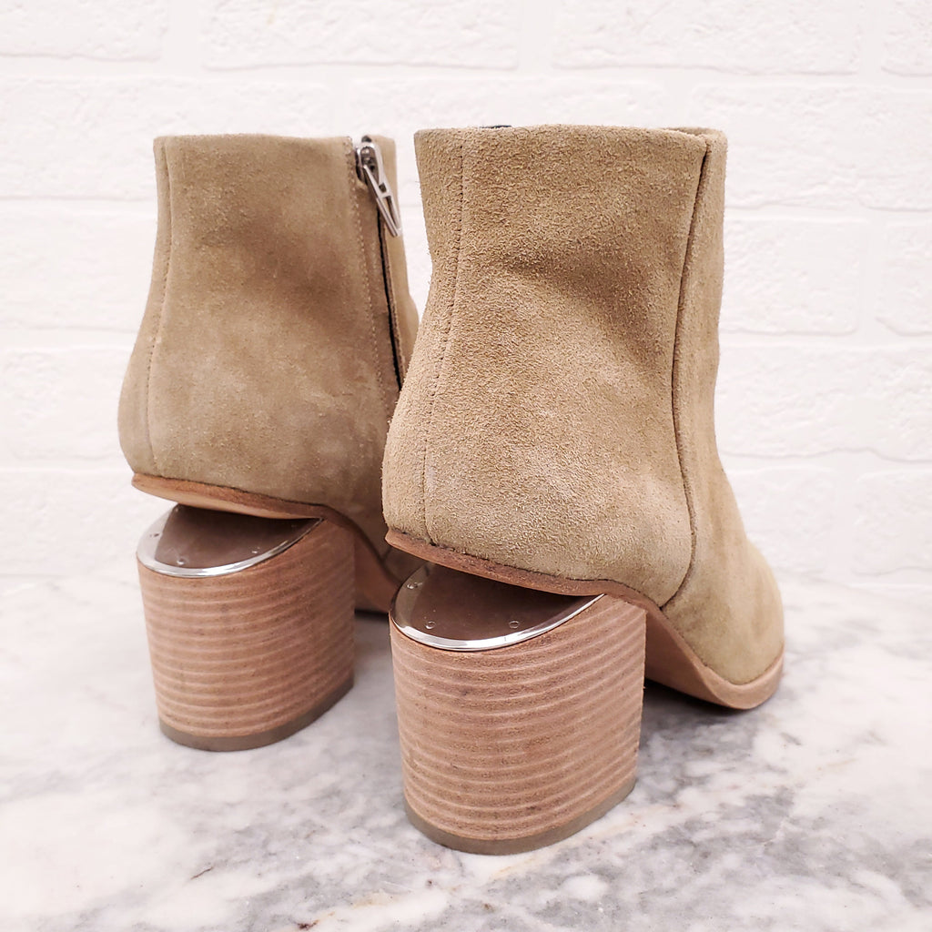 ALEXANDER WANG NUDE SUEDE BOOTIES WITH BLOCK HEEL - SIZE 37