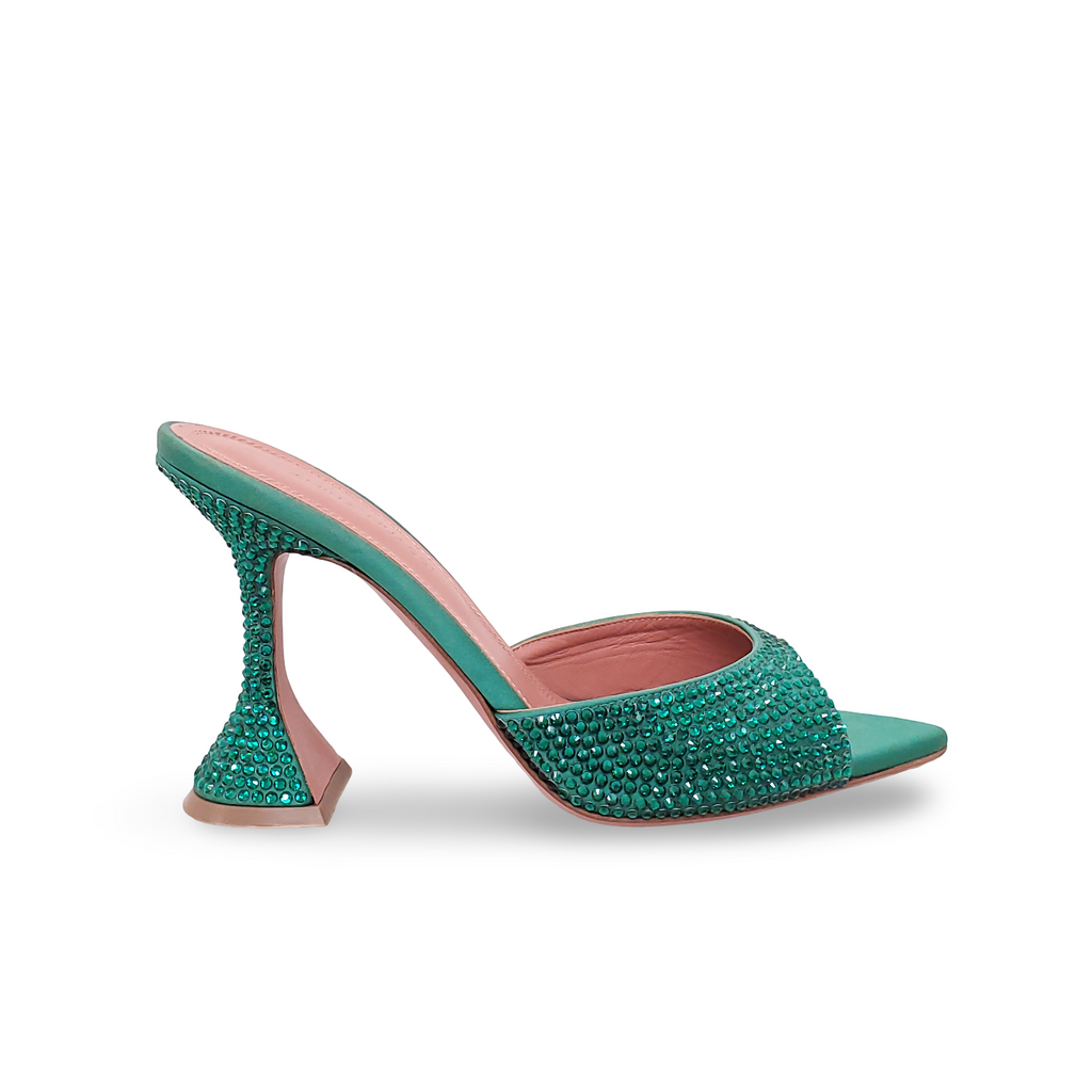 AMINA MUADDI GREEN CRYSTAL HEELS - SIZE 36