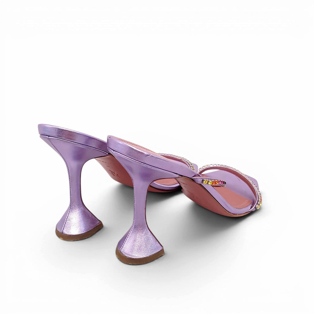 AMINA MUADDI PURPLE HEELS WITH RAINBOW CRYSTAL DETAIL - SIZE 41