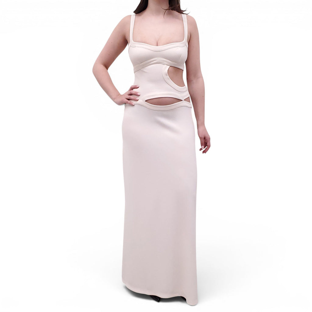 ARCINA ORI CREAM RIBBED CUT OUT DRESS - SIZE M