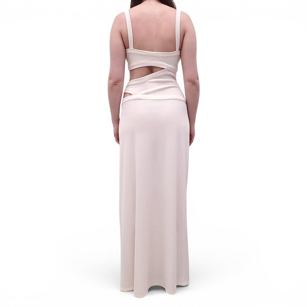 ARCINA ORI CREAM RIBBED CUT OUT DRESS - SIZE M