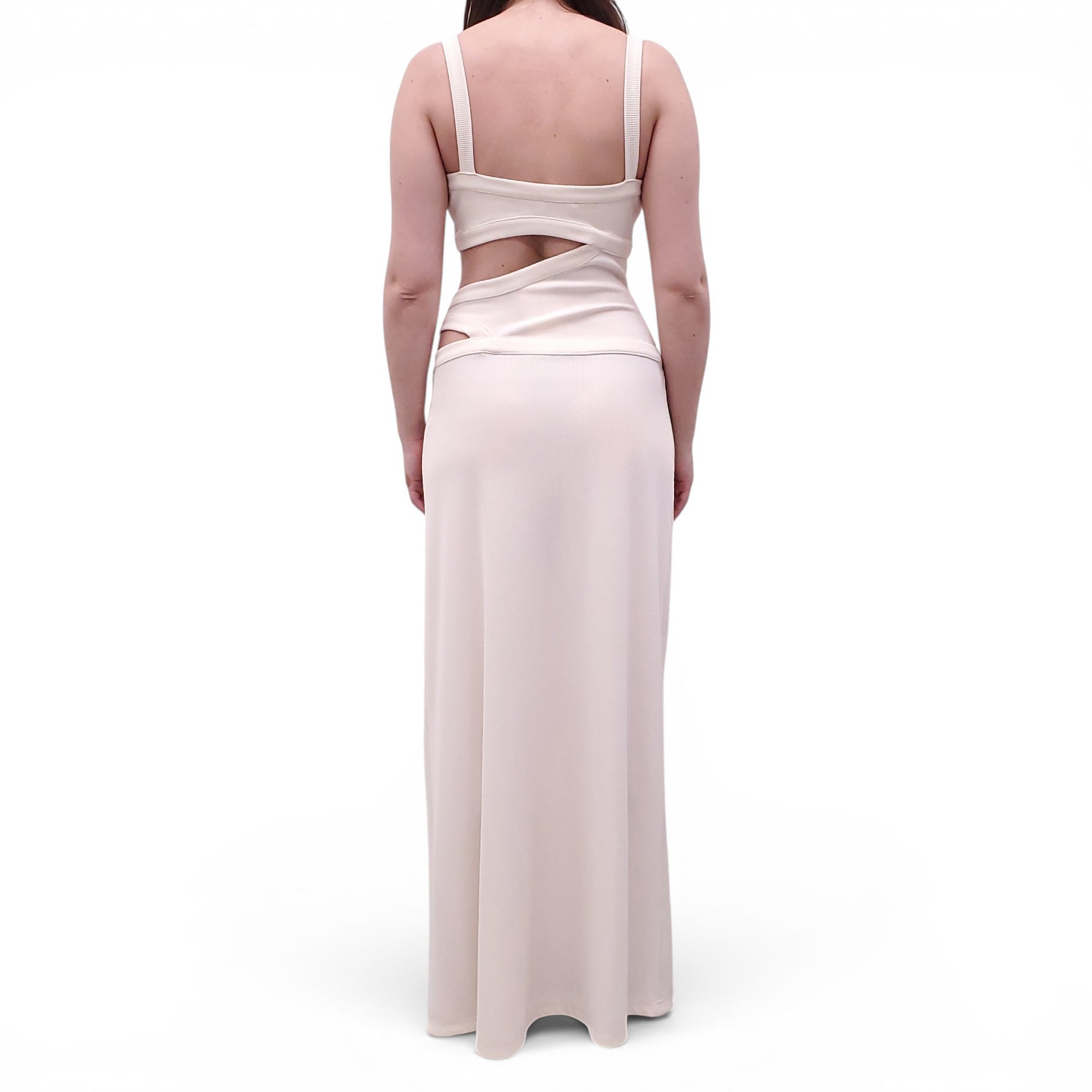 ARCINA ORI CREAM RIBBED CUT OUT DRESS - SIZE M
