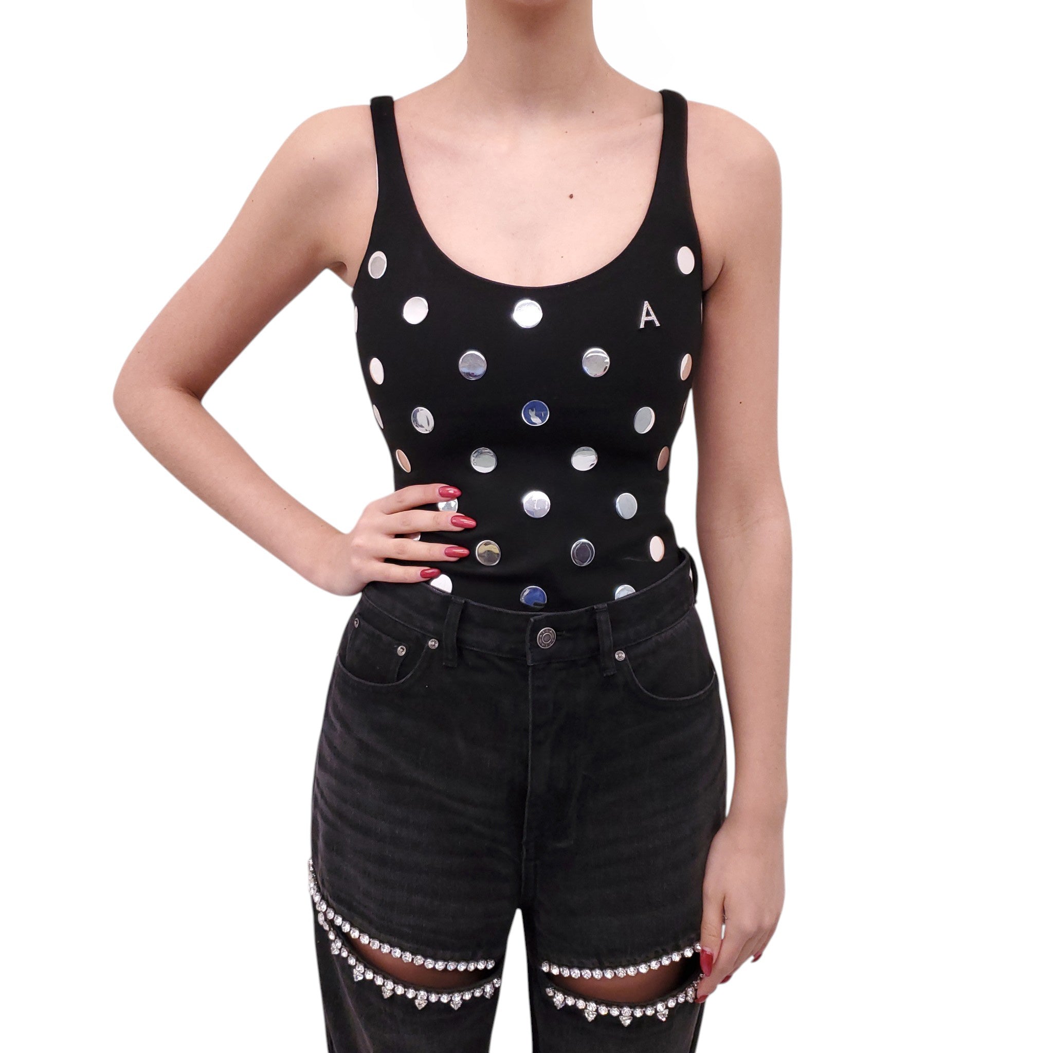 AREA POLKA DOT BODYSUIT - SIZE XS