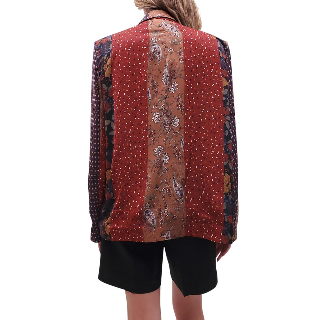 ATELIER JAD MULTI-PATTERNED PAISLEY SILK BLAZER - SIZE L