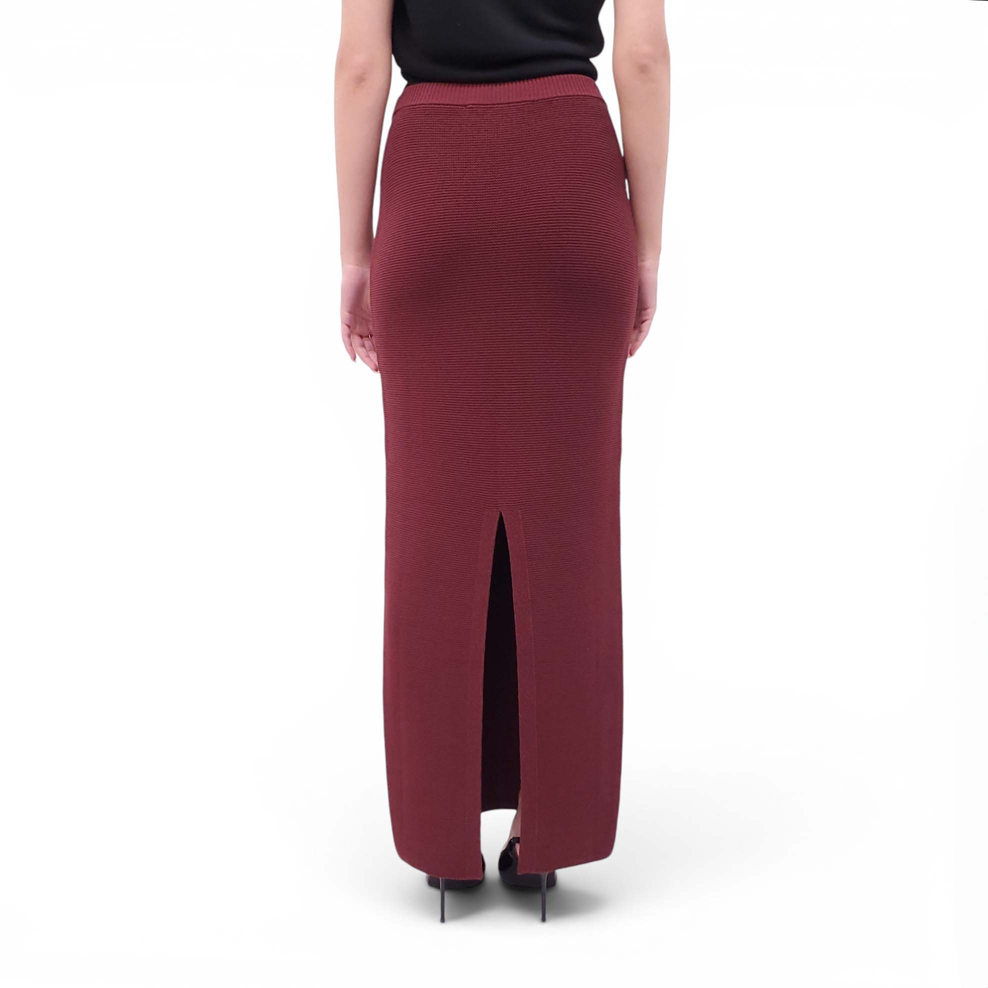 AYA MUSE BURGUNDY KNIT MAXI SKIRT - SIZE M