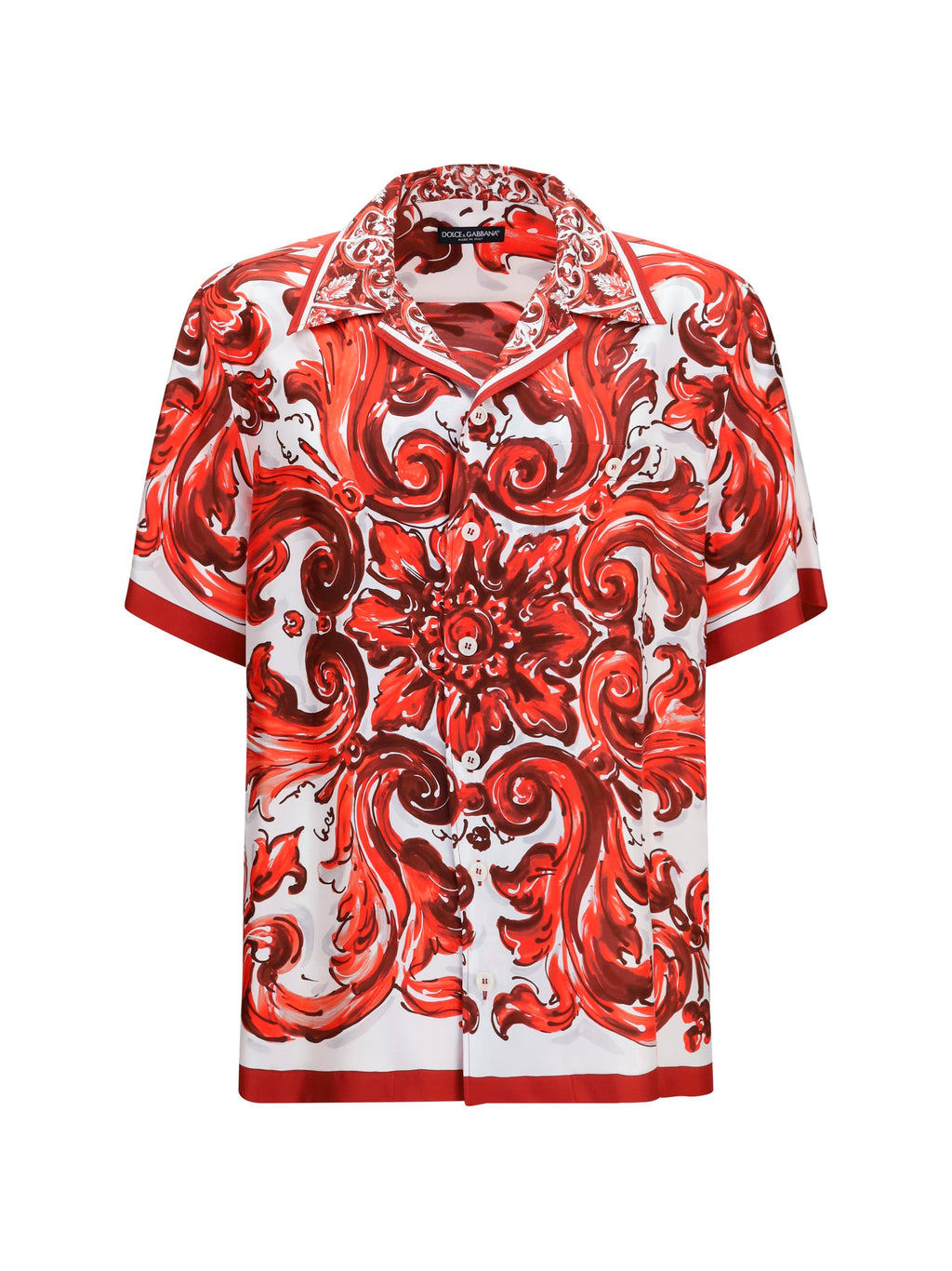 Dolce & Gabbana Men Maiolica Print Hawaii Shirt In Silk Twill