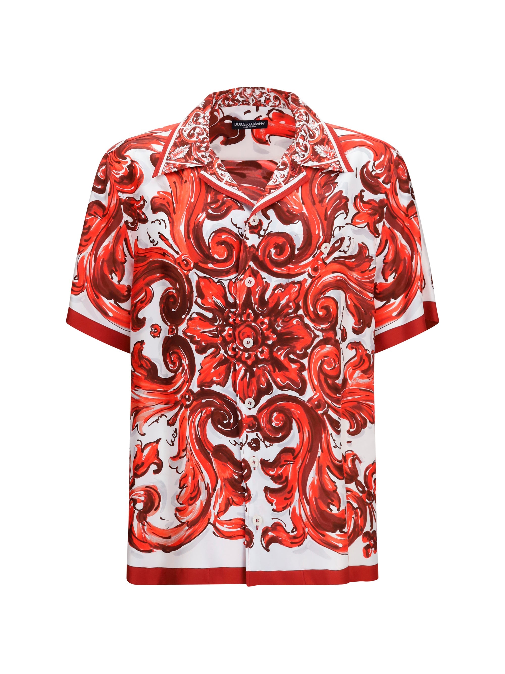 Dolce & Gabbana Men Maiolica Print Hawaii Shirt In Silk Twill
