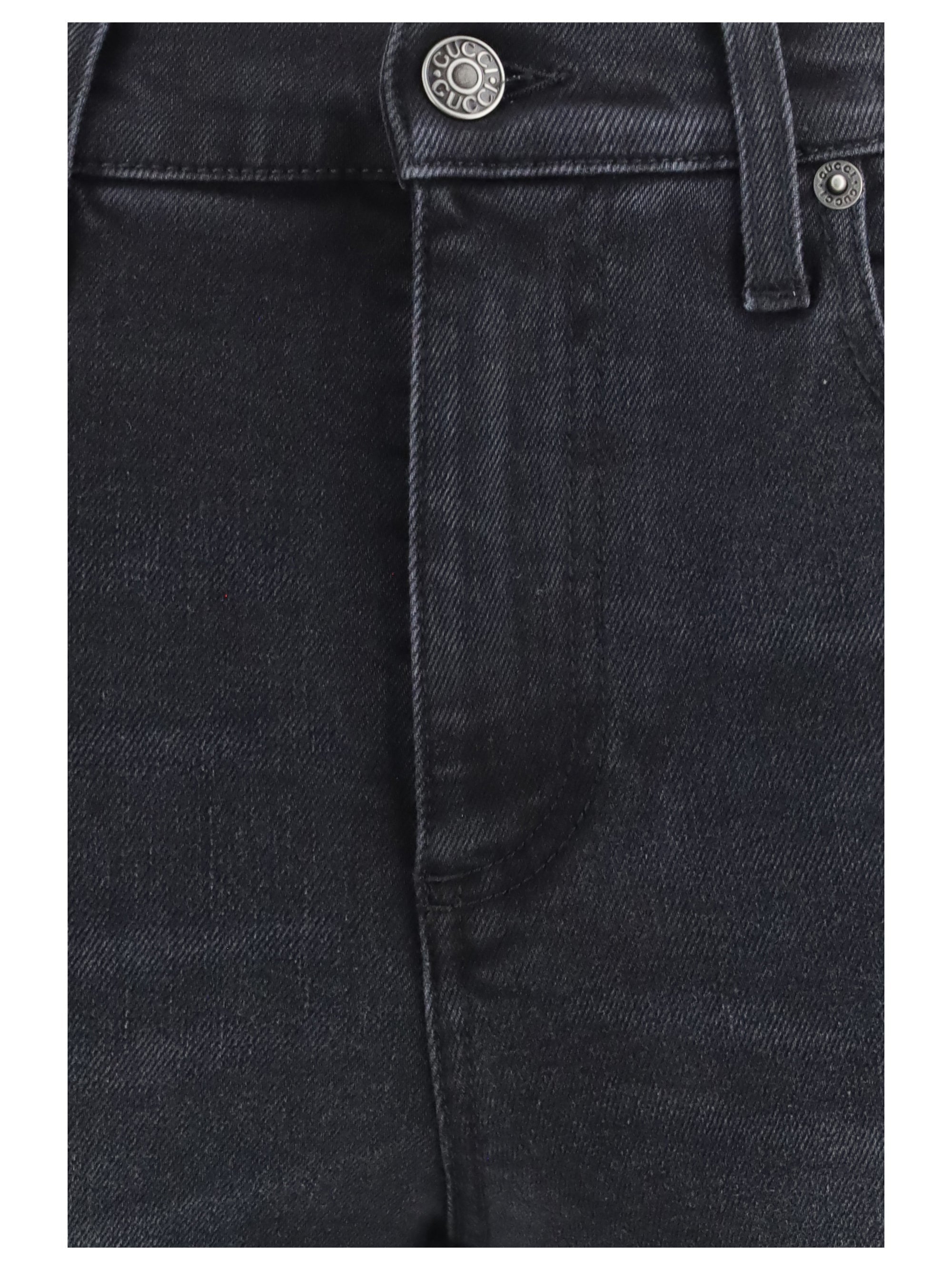 Gucci Women Skinny Washed Cotton Denim Jeans