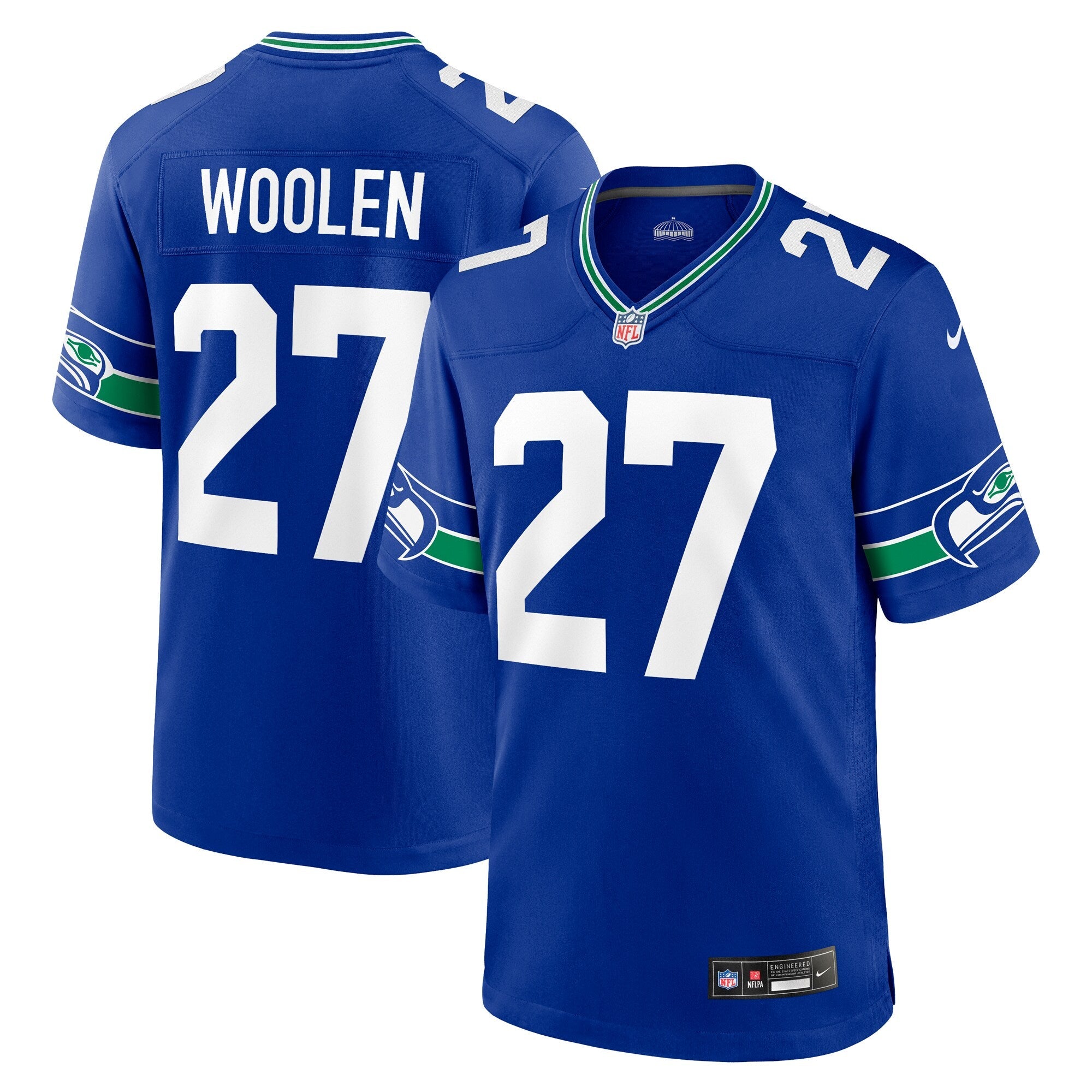 Seattle Seahawks Tariq Woolen Royal Throwback Player Game Jersey