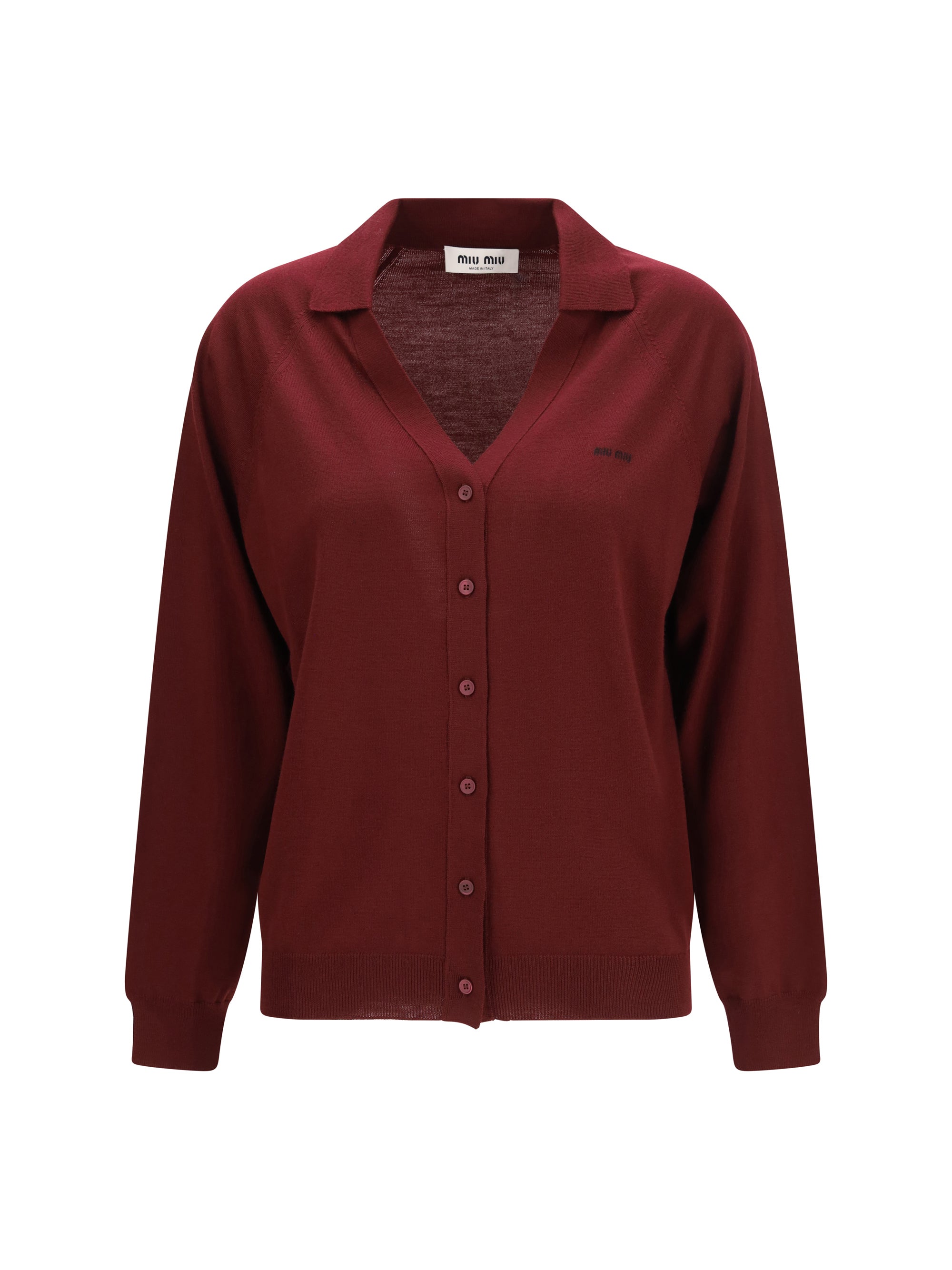 Miu Miu Women Virgin Wool Cardigan With A Collar