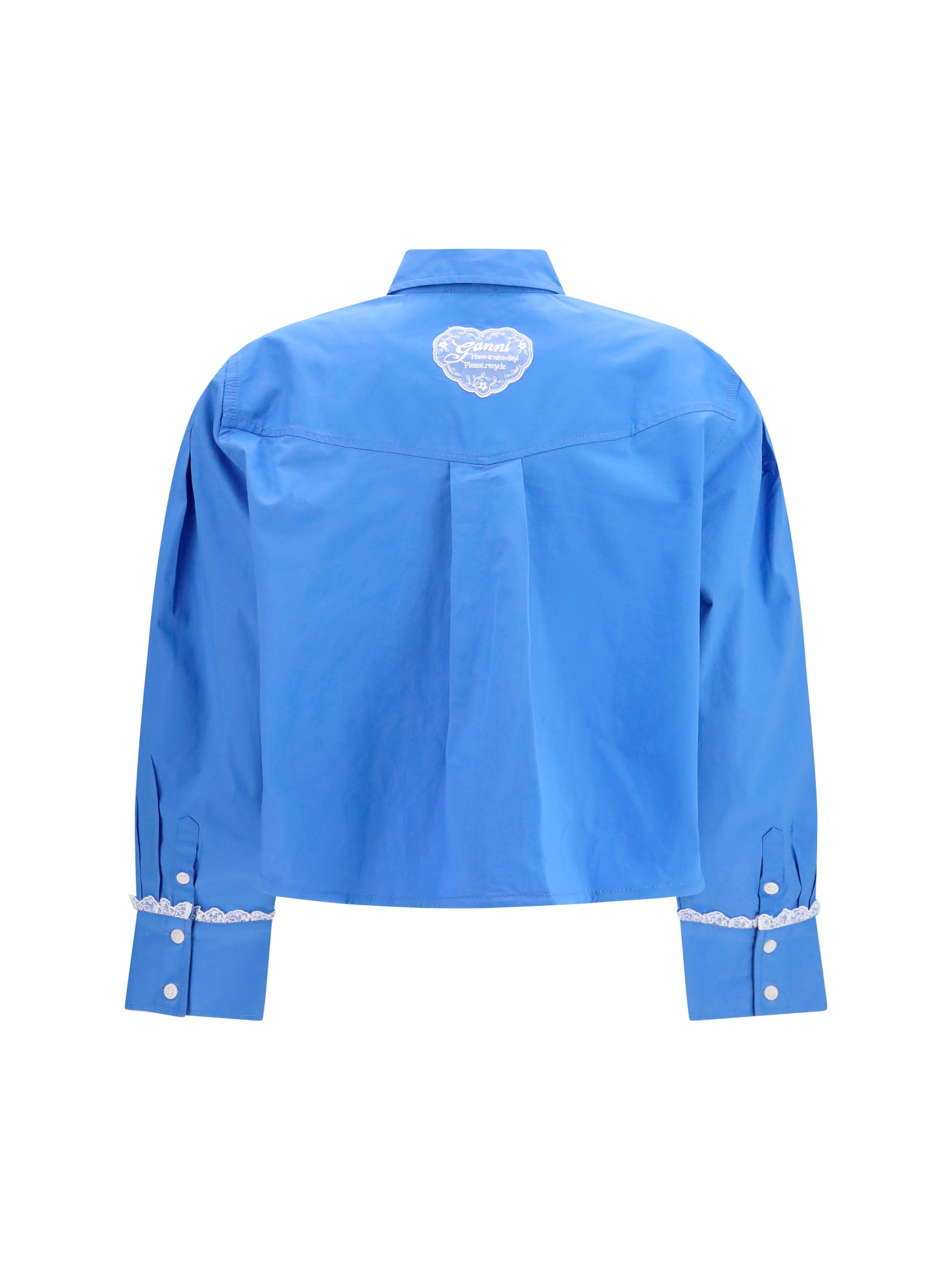 Ganni Women Cotton Shirt With Lace Details