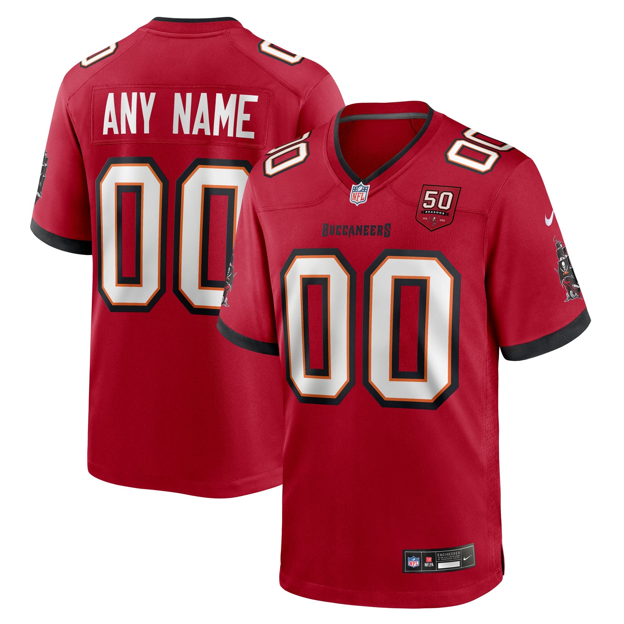 Tampa Bay Buccaneers Red 50th Season Custom Game Jersey