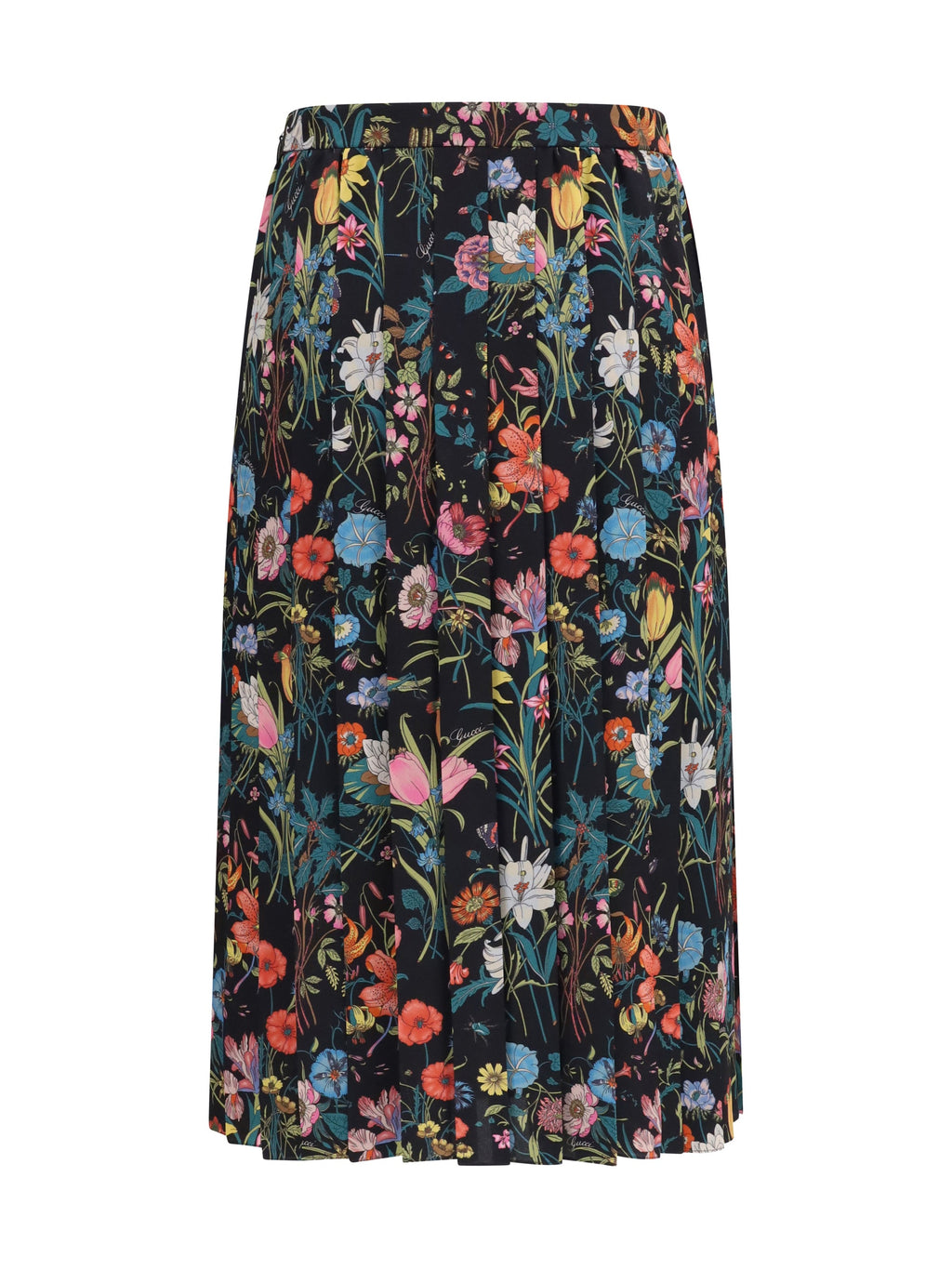 Gucci Women Flora Printed Silk Midi Skirt
