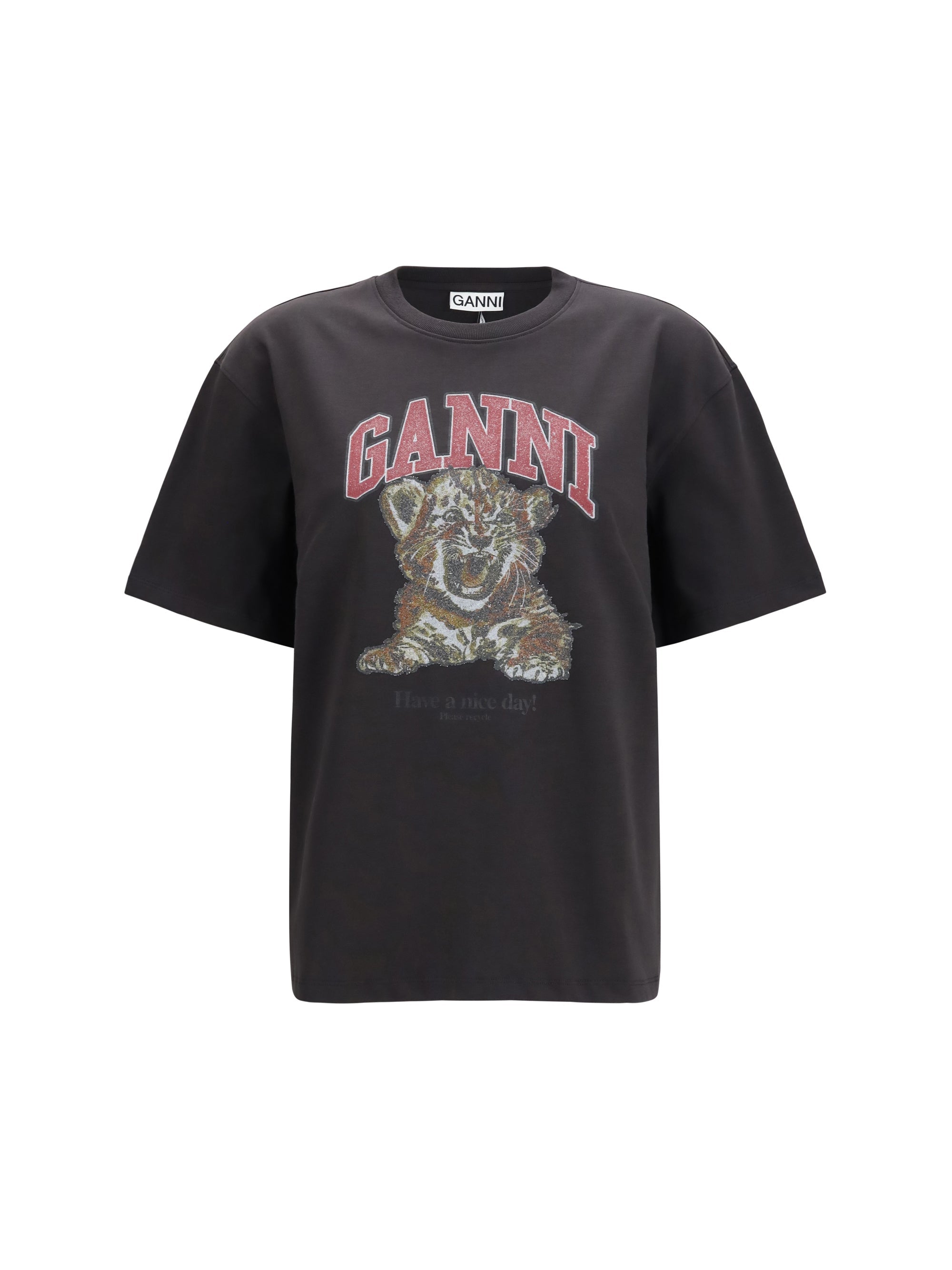 Ganni Women Tiger Cotton T-Shirt