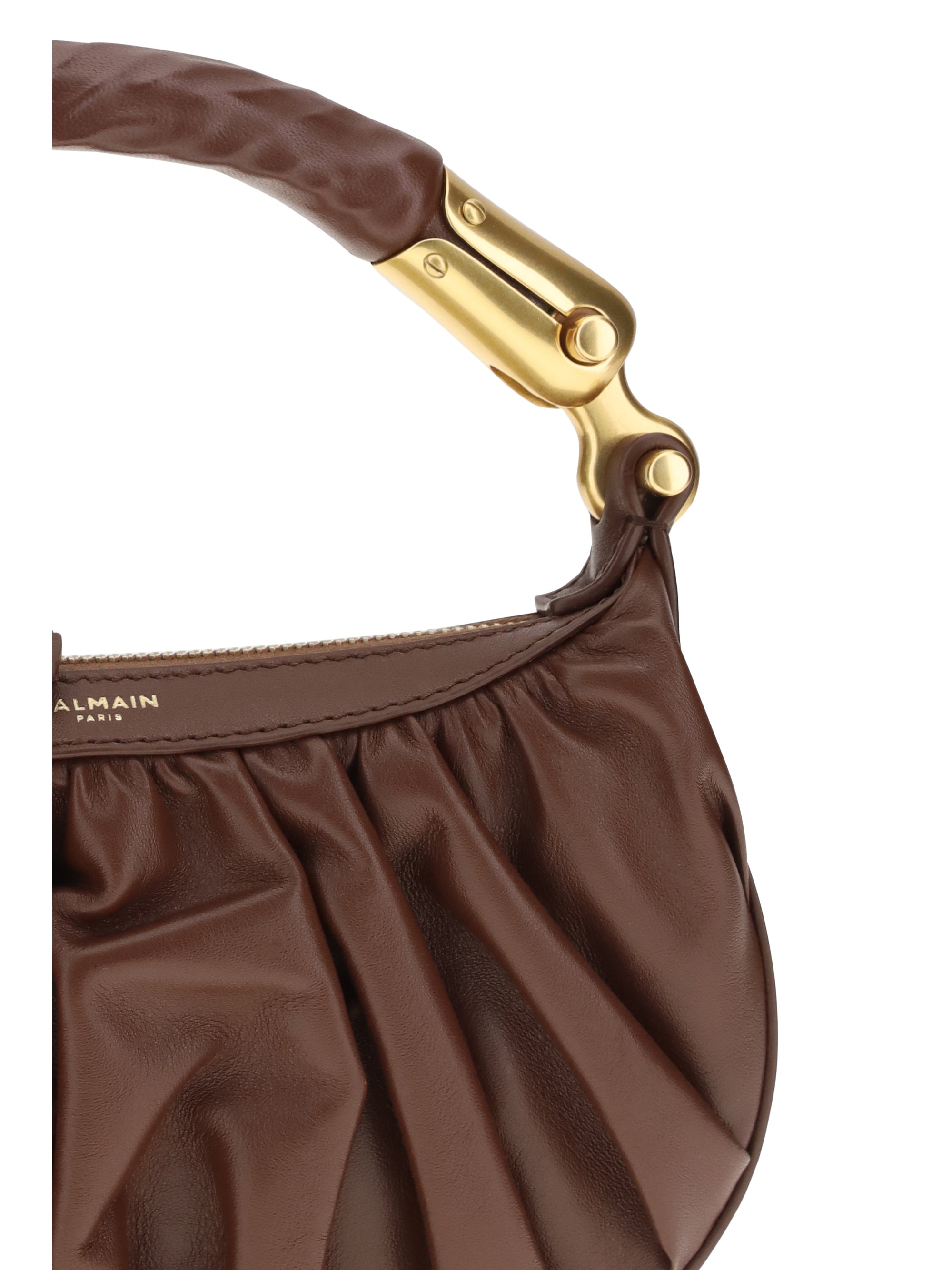 Balmain Women Ébène Mini Bag In Calfskin Leather