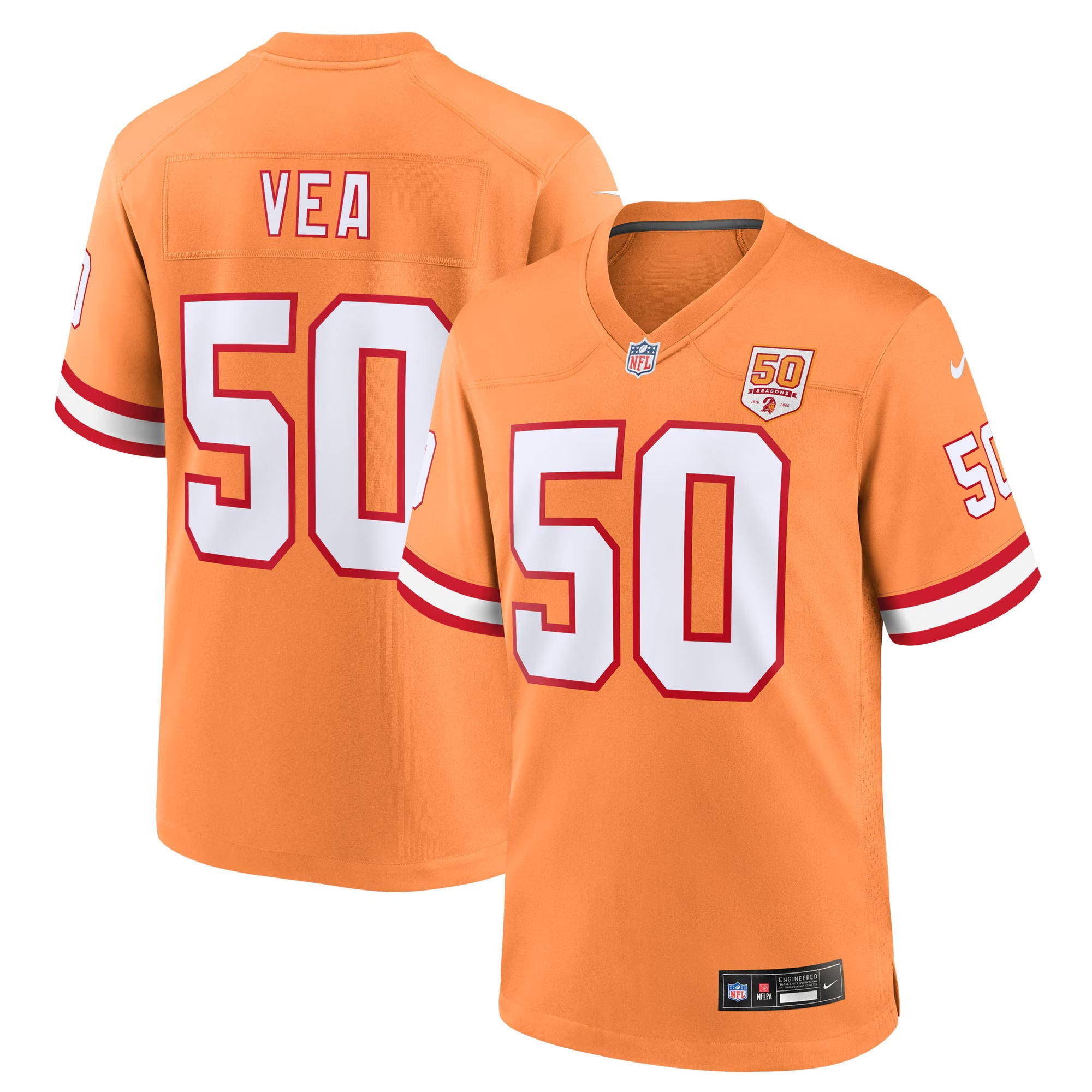 Tampa Bay Buccaneers Vita Vea Creamsicle 50th Season Game Jersey