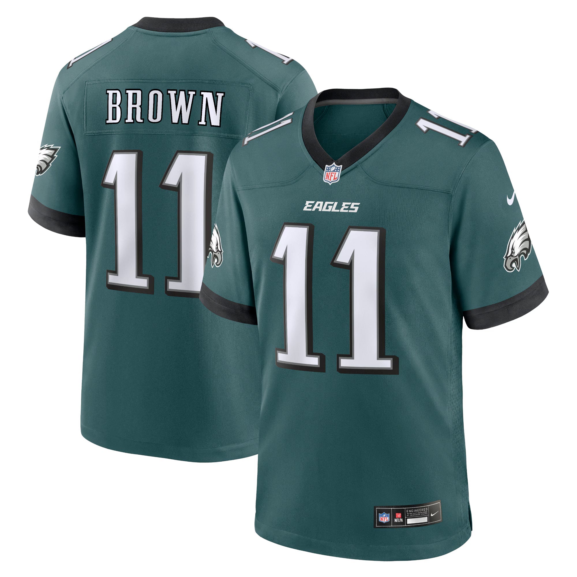 Philadelphia Eagles A.J. Brown Midnight Green Team Game Jersey