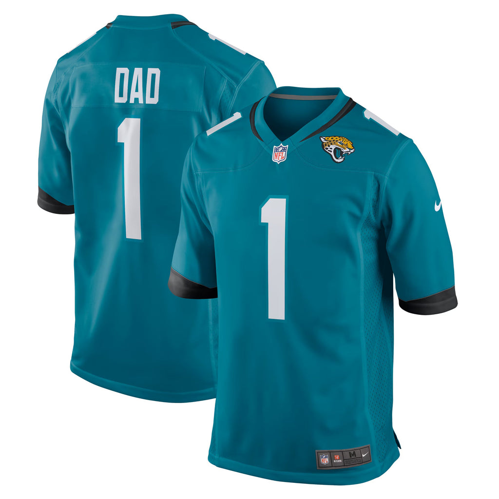 Jacksonville Jaguars Number 1 Dad Teal Game Jersey
