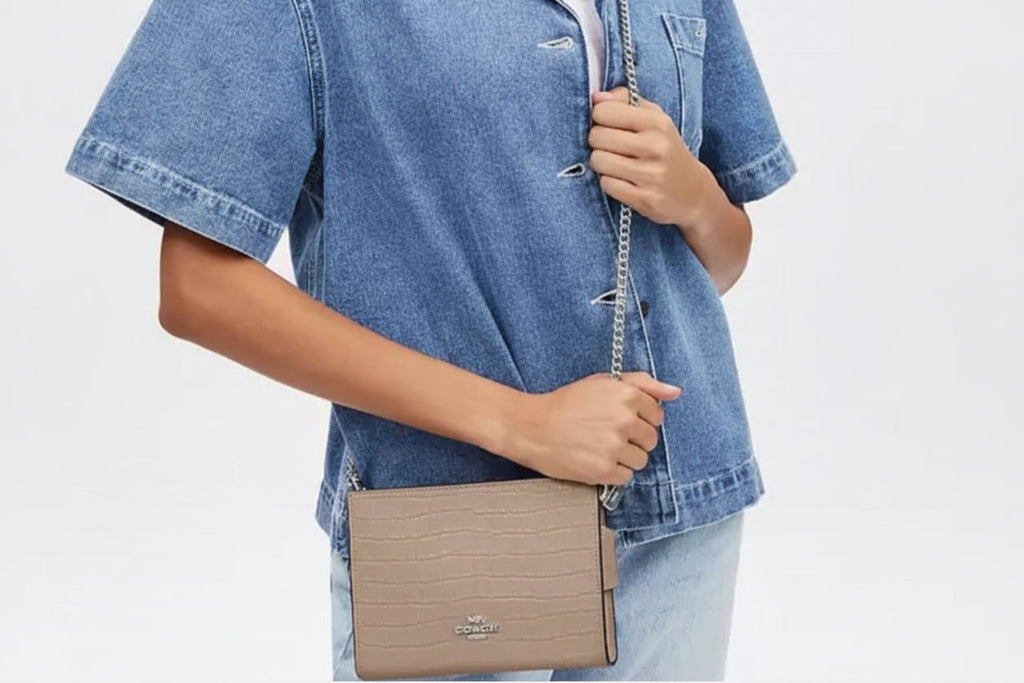 NWT Coach Slim Crossbody In Croc-embossed & Smooth Leather