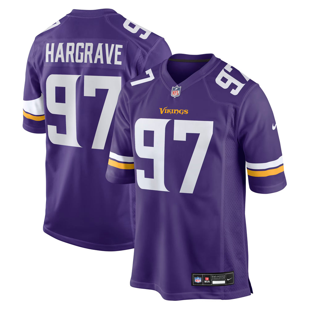 Minnesota Vikings Javon Hargrave Purple Team Game Jersey