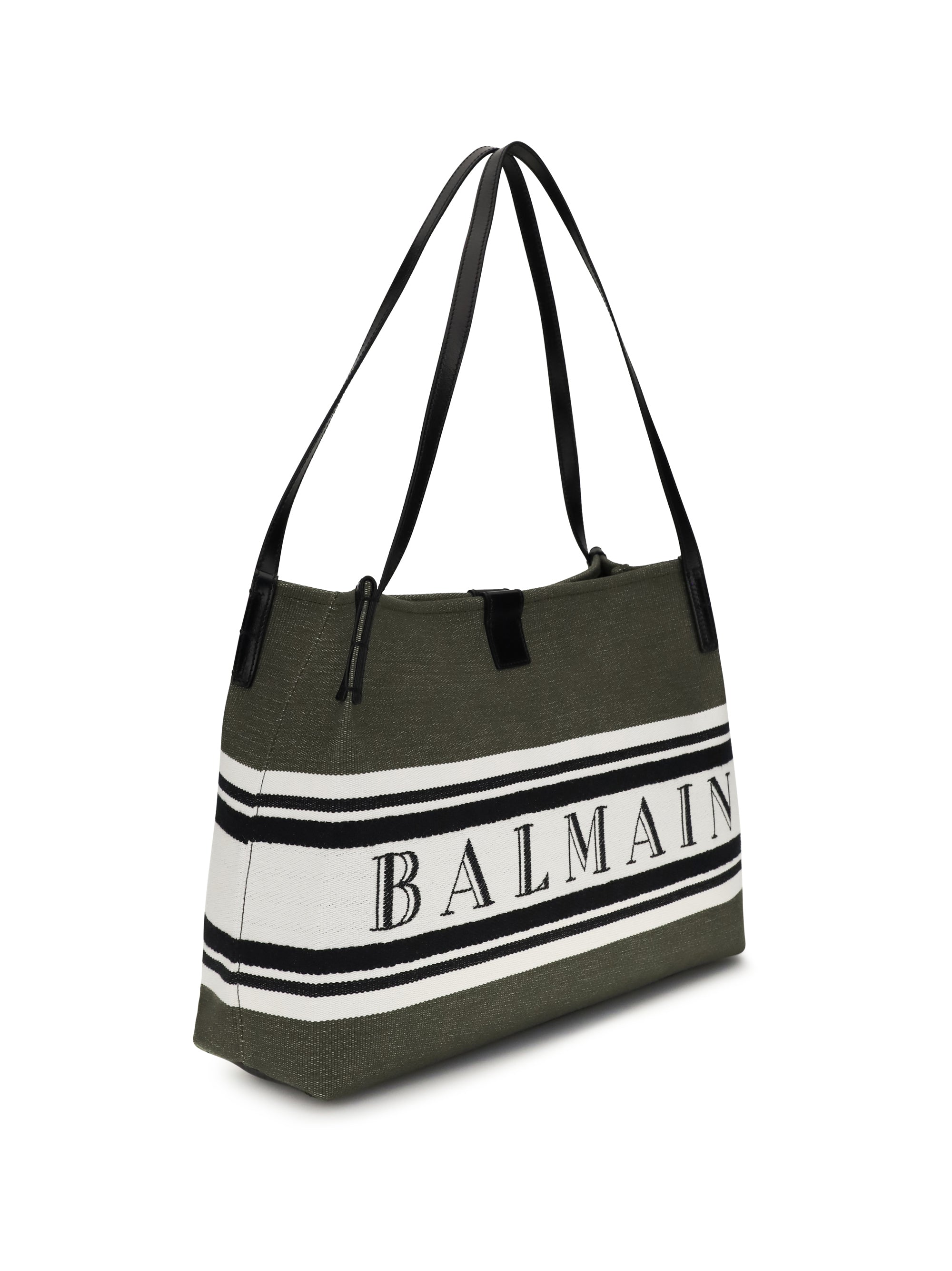 Balmain Women Medium Canvas And Leather Release Tote