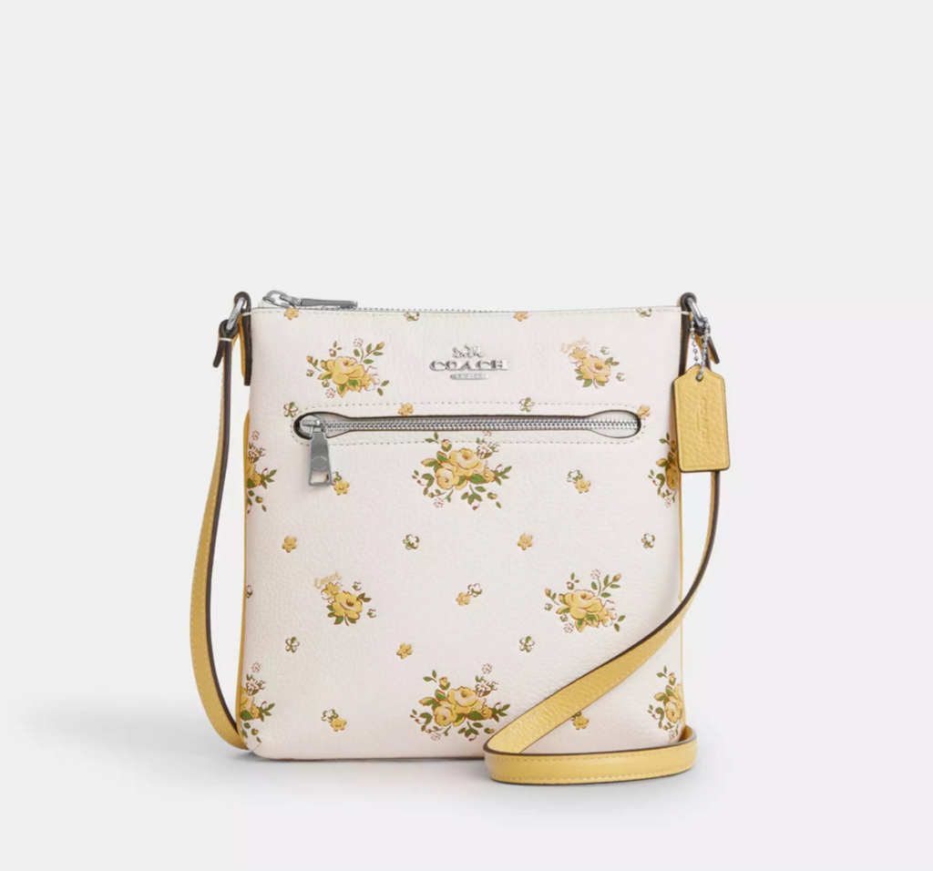NWT Coach Mini Rowan Leather File Bag With Floral Print