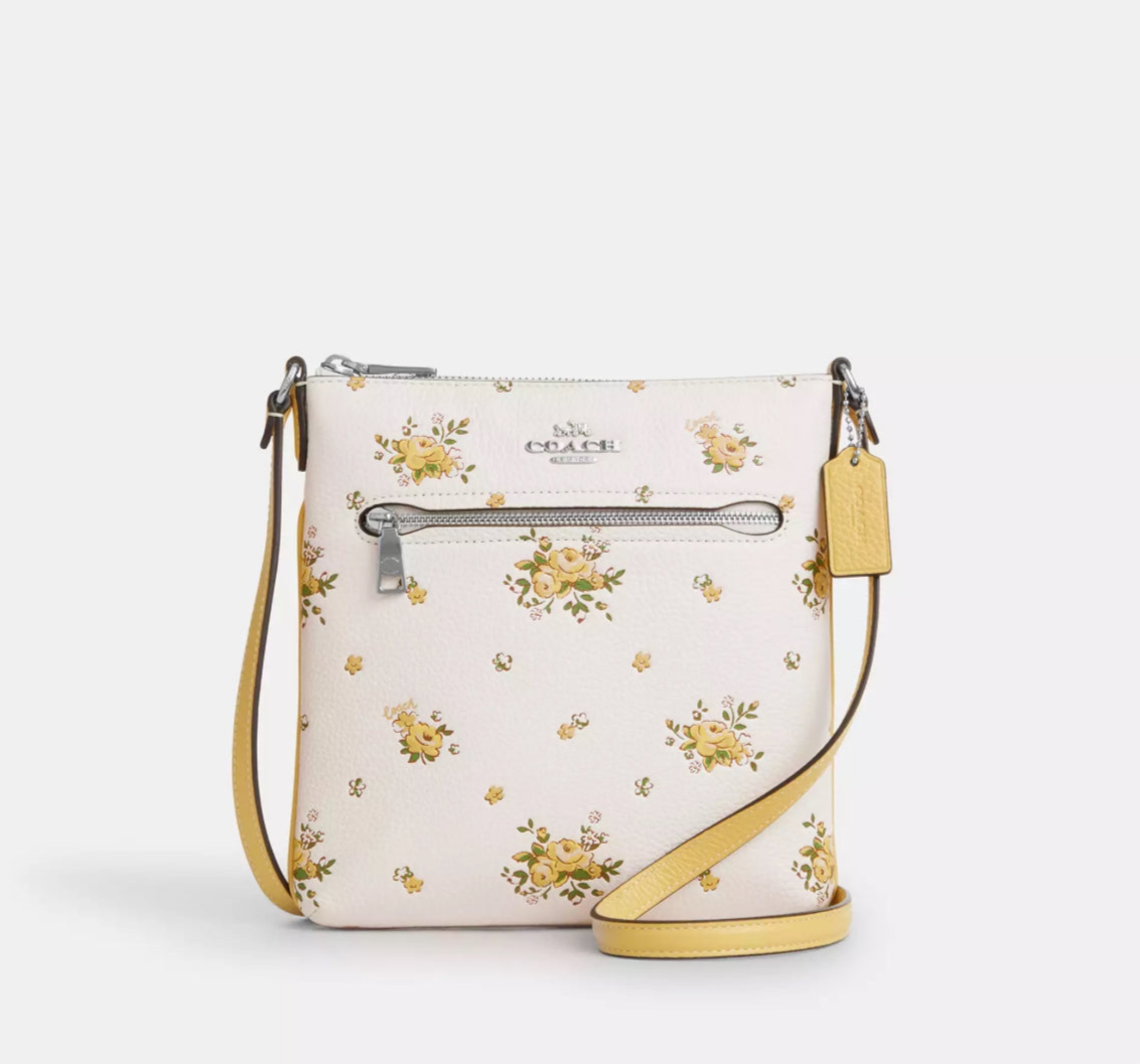 NWT Coach Mini Rowan Leather File Bag With Floral Print