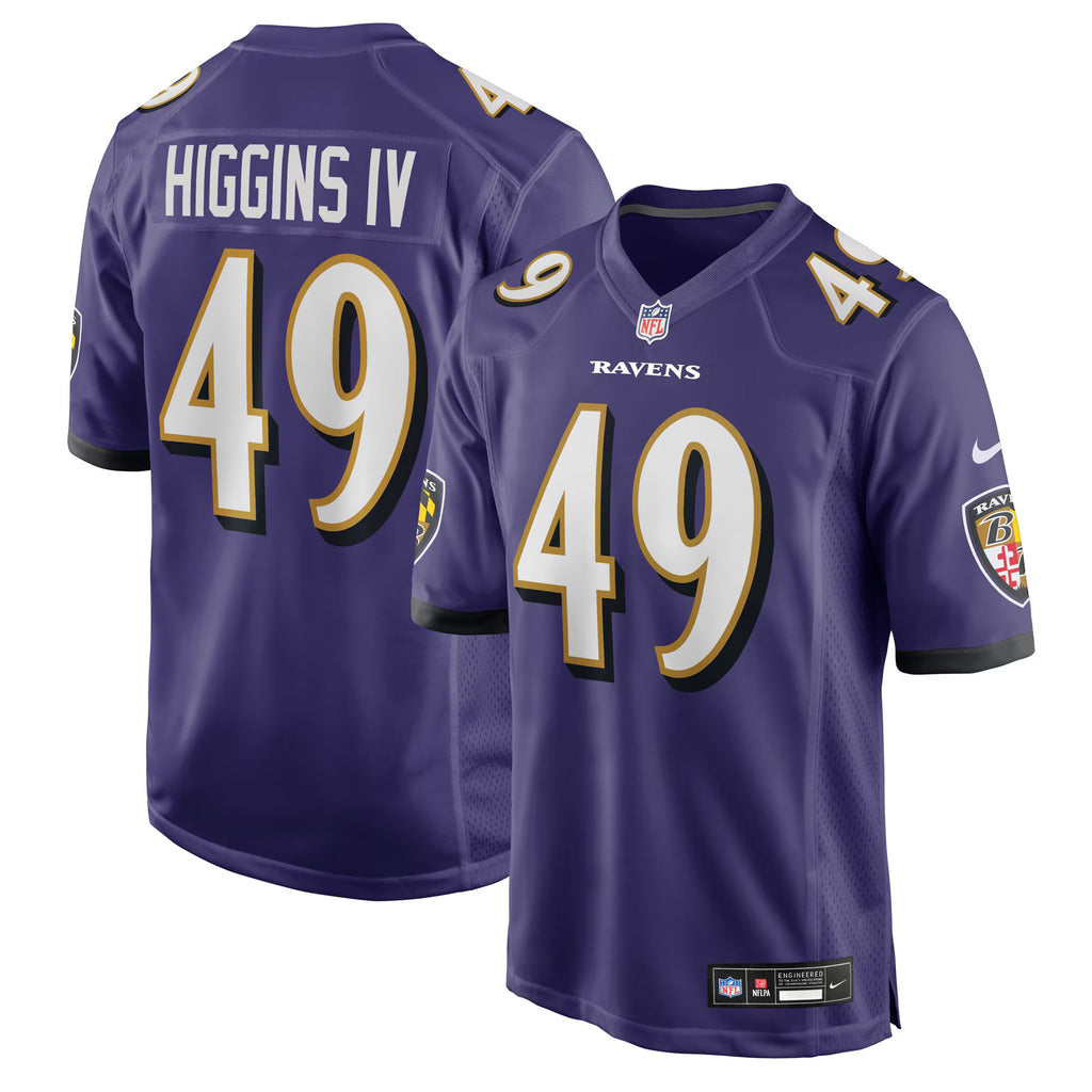 Baltimore Ravens Jay Higgins IV Purple Team Game Jersey