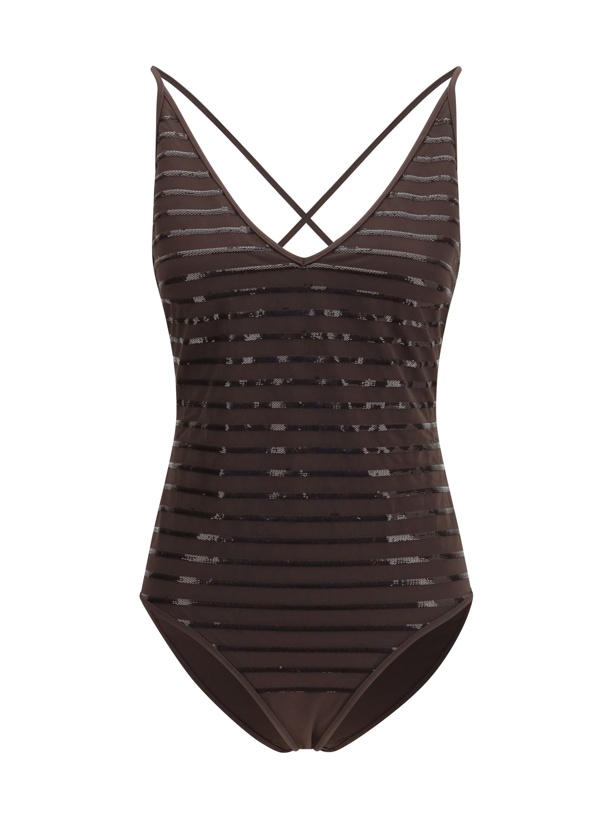 Brunello Cucinelli Women Shimmering Striped One-Piece Swimsuit