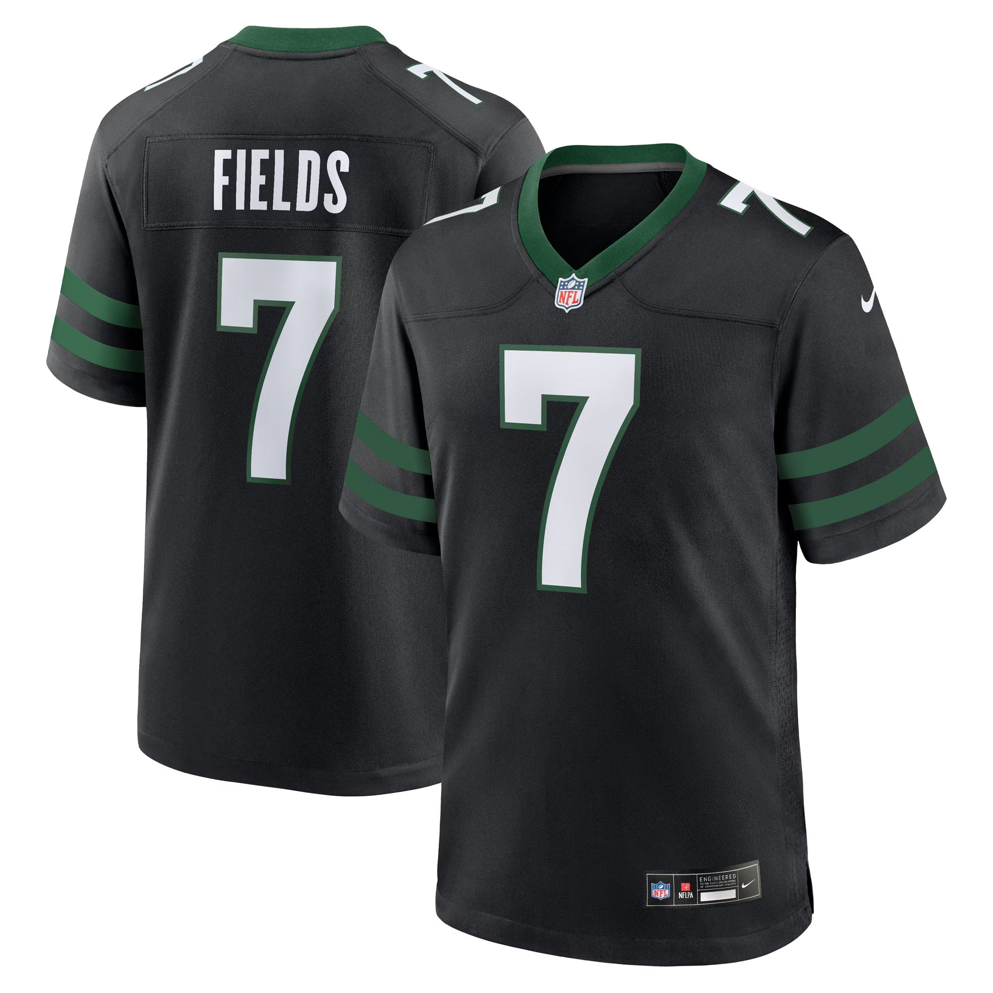 New York Jets Justin Fields Stealth Black Game Jersey