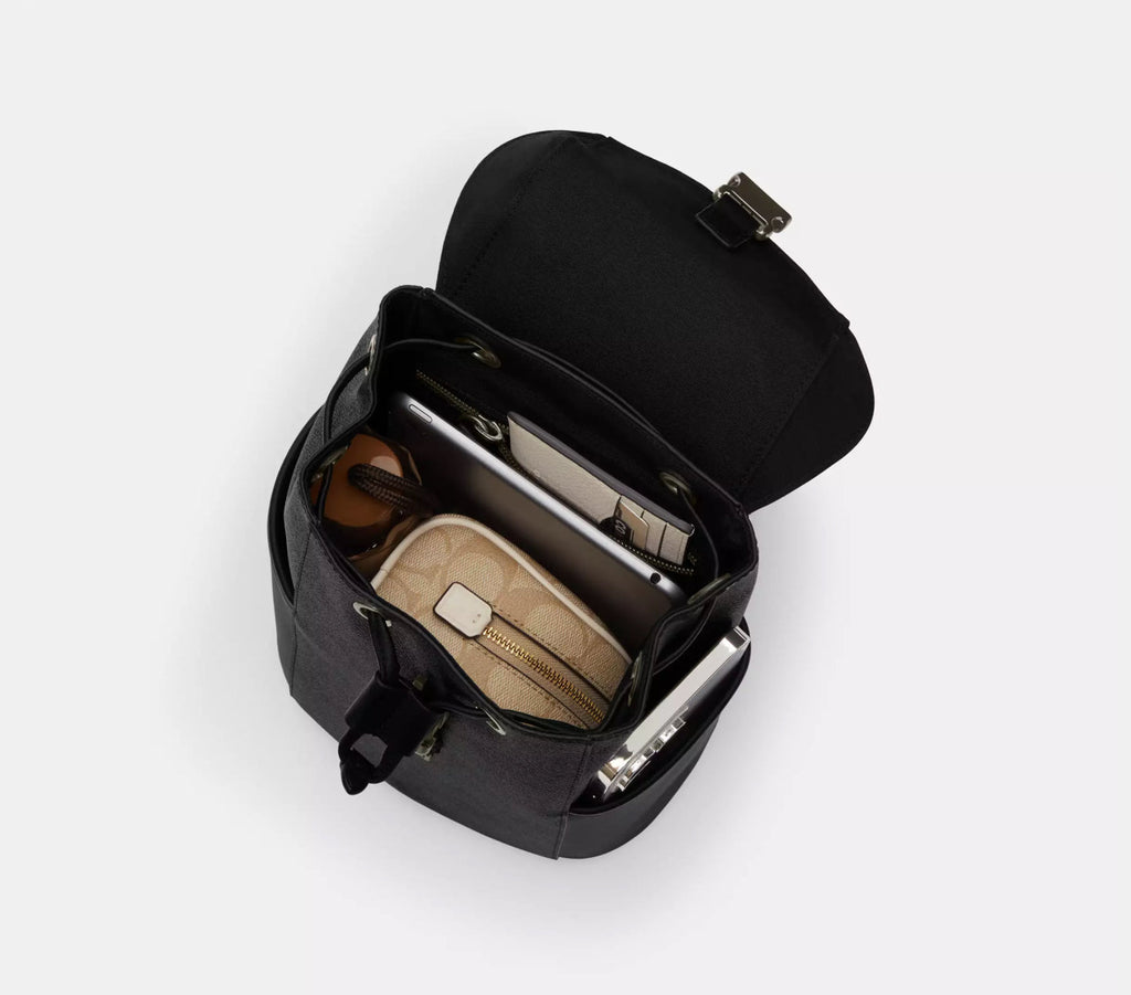 NWT Coach Men’s Leather Racer Pack In Gunmetal/Black
