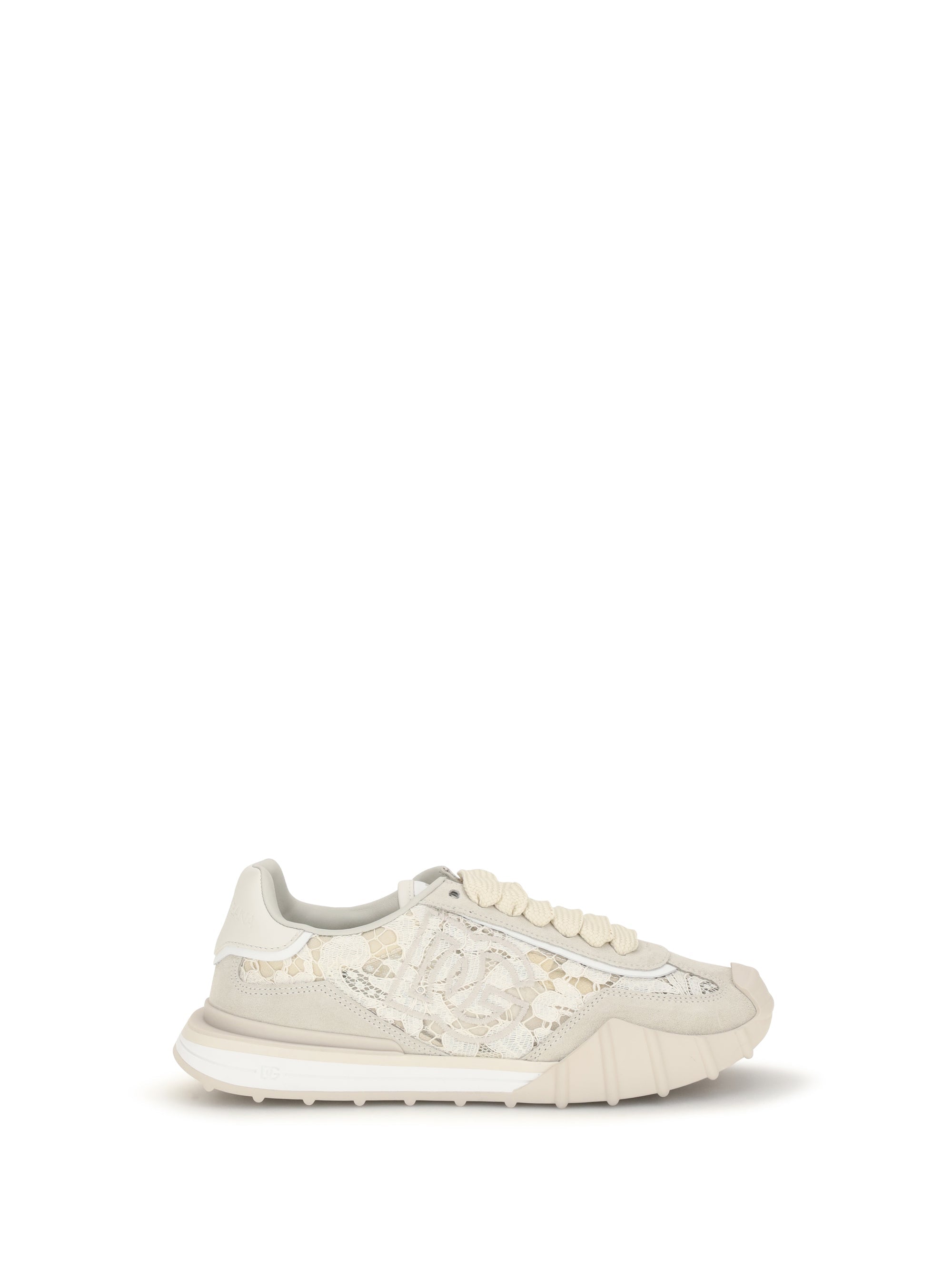 Dolce & Gabbana Women Leather And Lace Sneakers