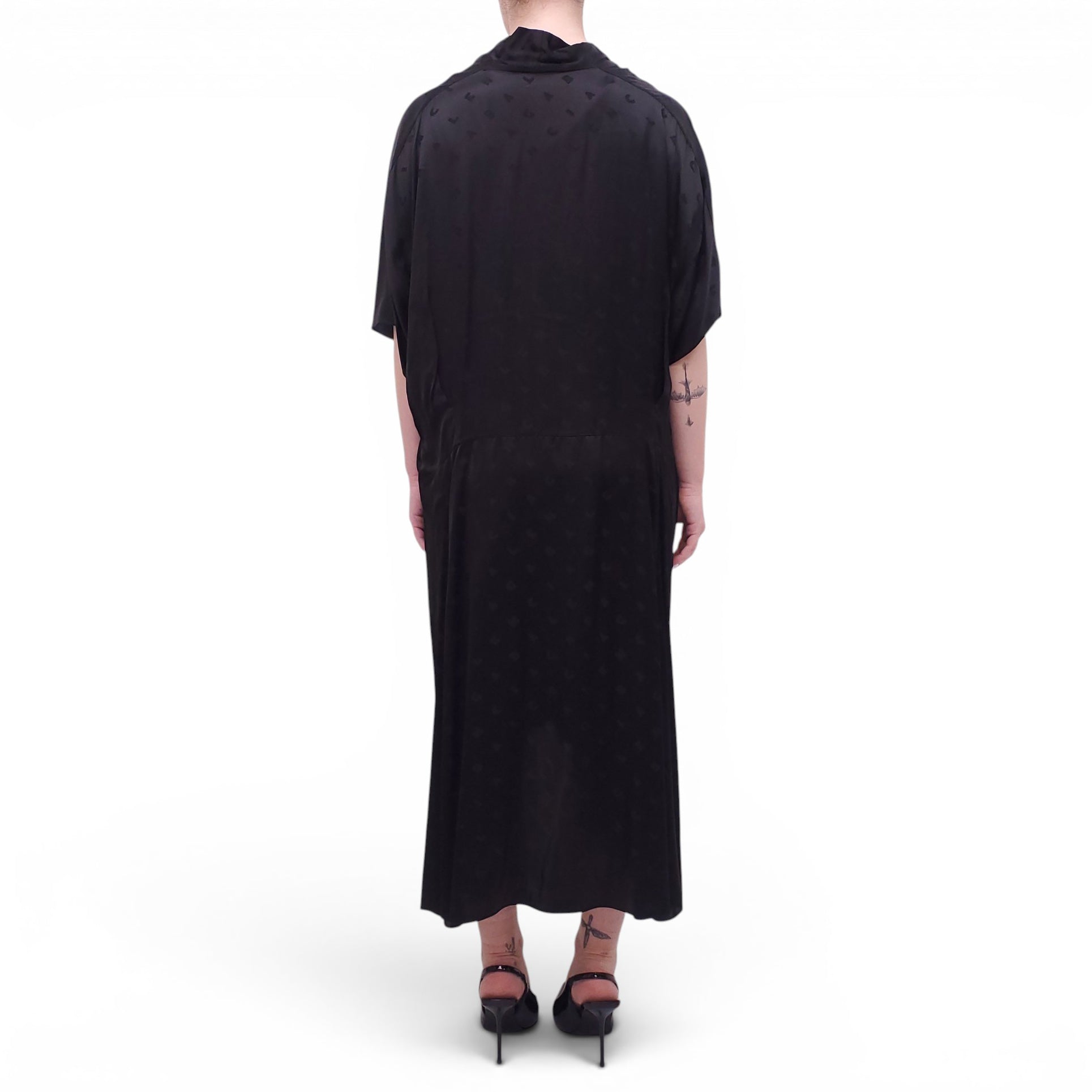 BALENCIAGA BLACK LOGO JACQUARD DRESS - SIZE 2 (M)