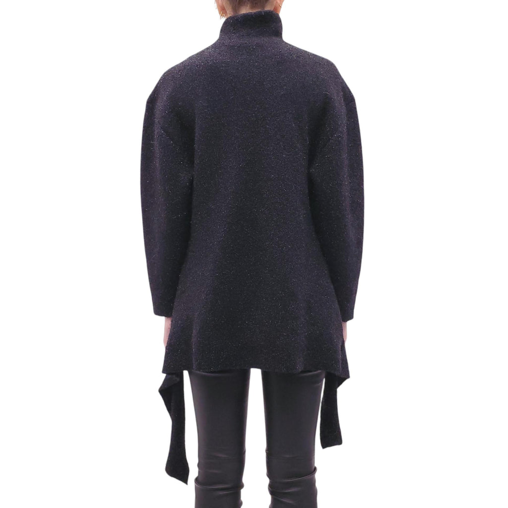 BALENCIAGA BLACK METALLIC TURTLENECK SWEATER - SIZE 36