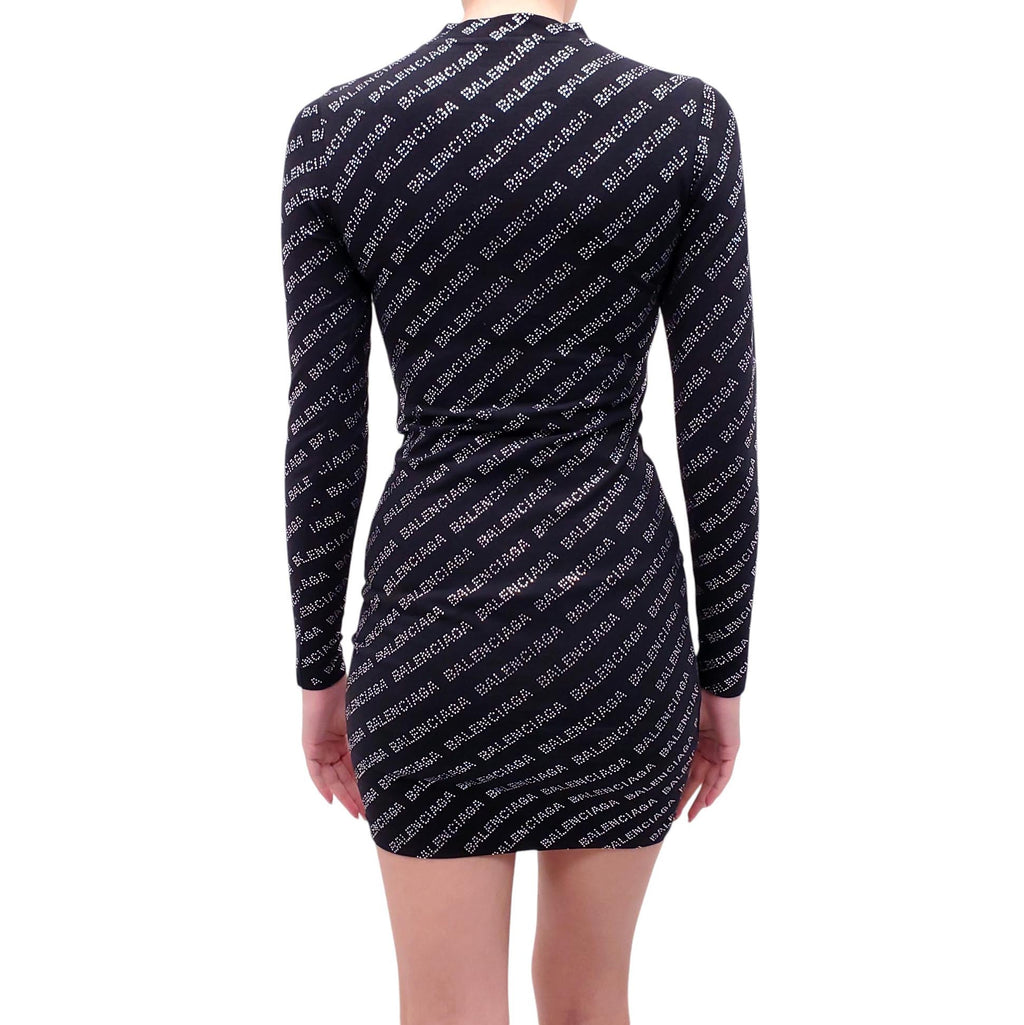 BALENCIAGA CRYSTAL LOGO DRESS - SIZE XS
