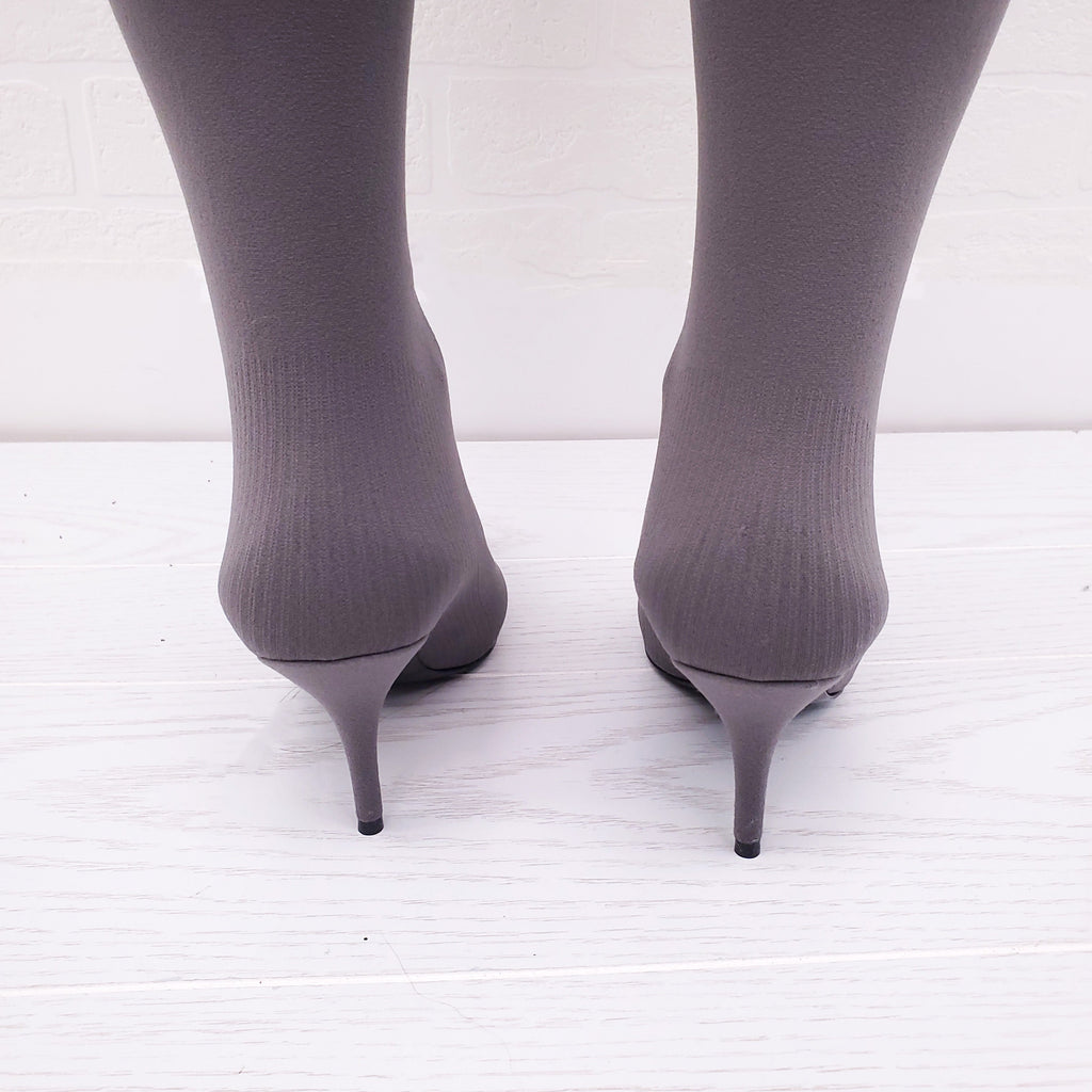BALENCIAGA GREY SOCK THIGH HIGH KNIFE BOOTS - SIZE 36