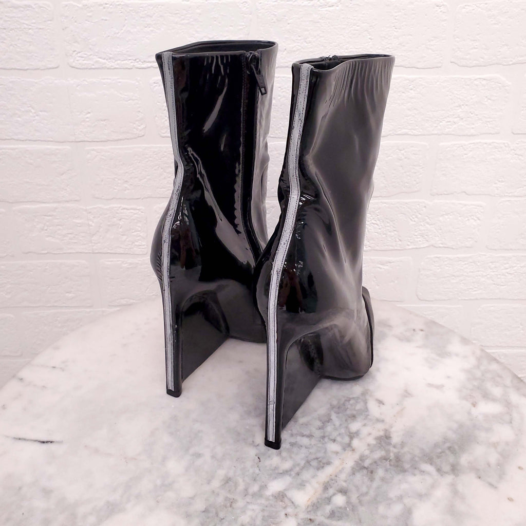 BALENCIAGA PATENT SQUARE-TOE BOOTS - SIZE 38
