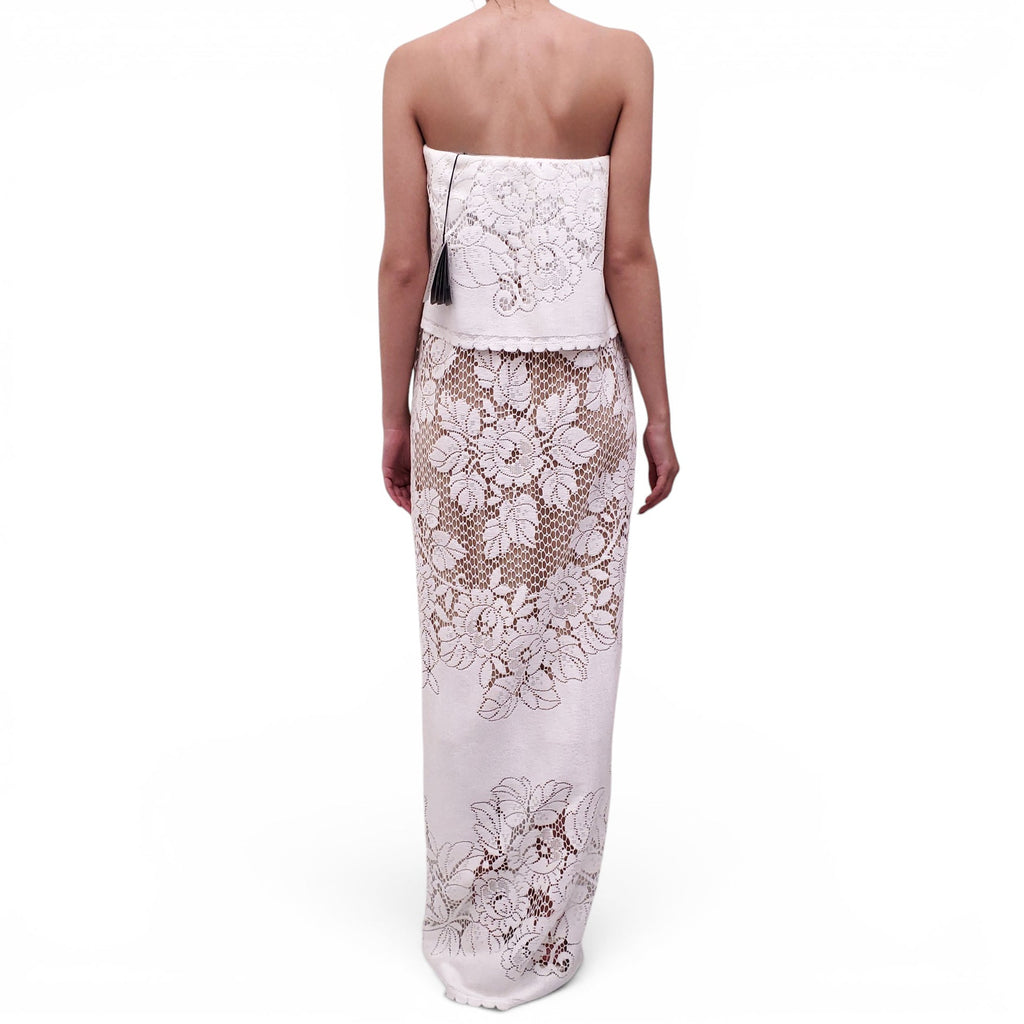 BALENCIAGA WHITE 'UPCYCLED TABLECLOTH' LACE DRESS - SIZE 38