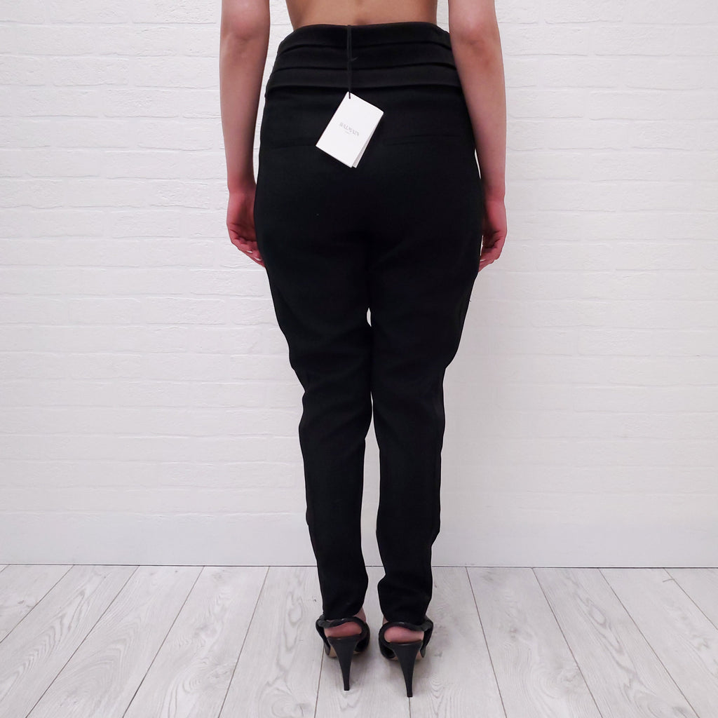 BALMAIN BLACK TUXEDO TROUSER - SIZE 34
