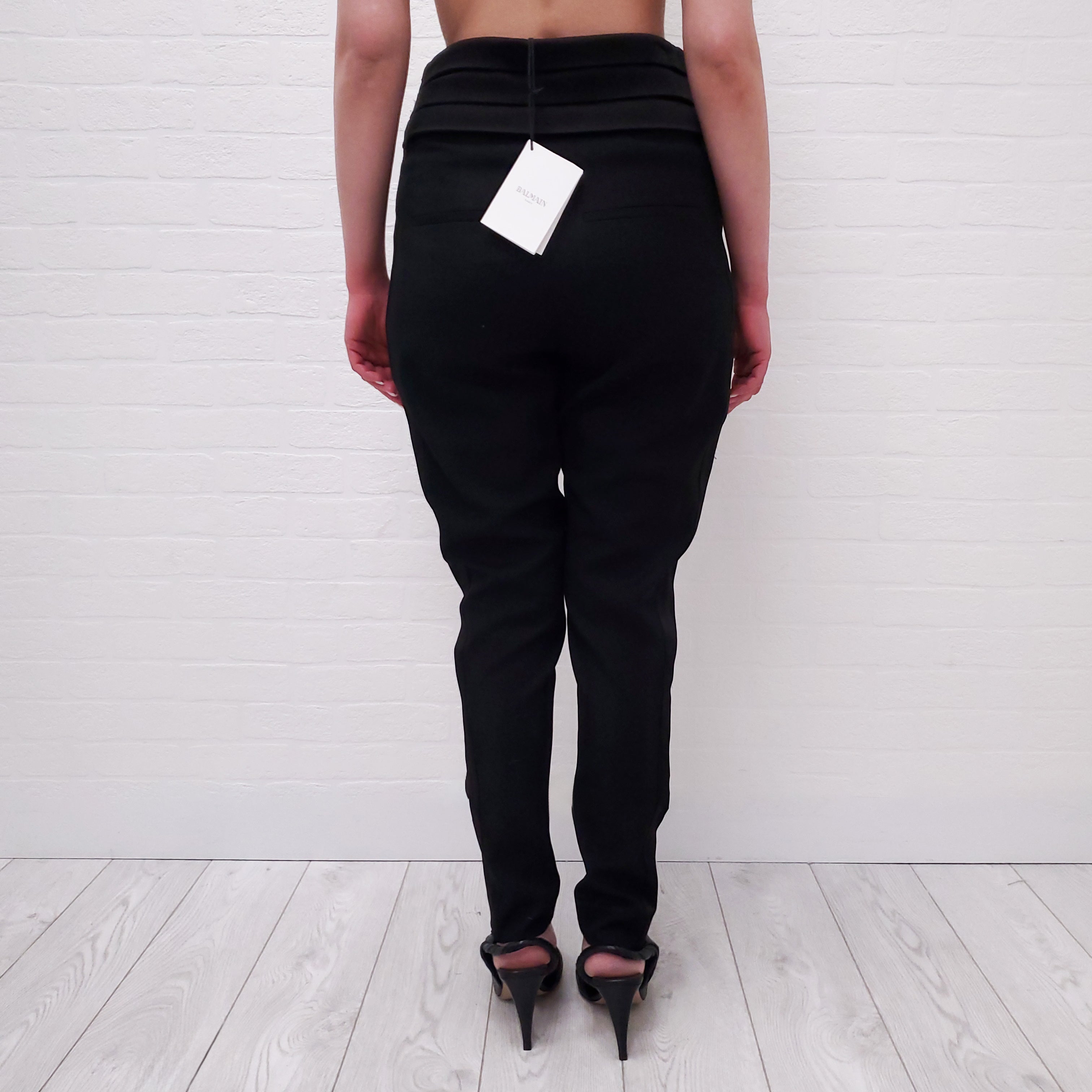 BALMAIN BLACK TUXEDO TROUSER - SIZE 34