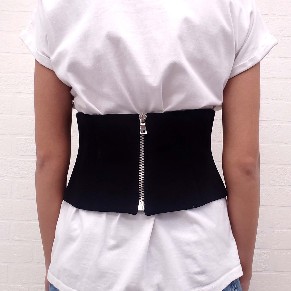 BALMAIN BLACK WAIST BELT WITH ZIPPER - SIZE 4
