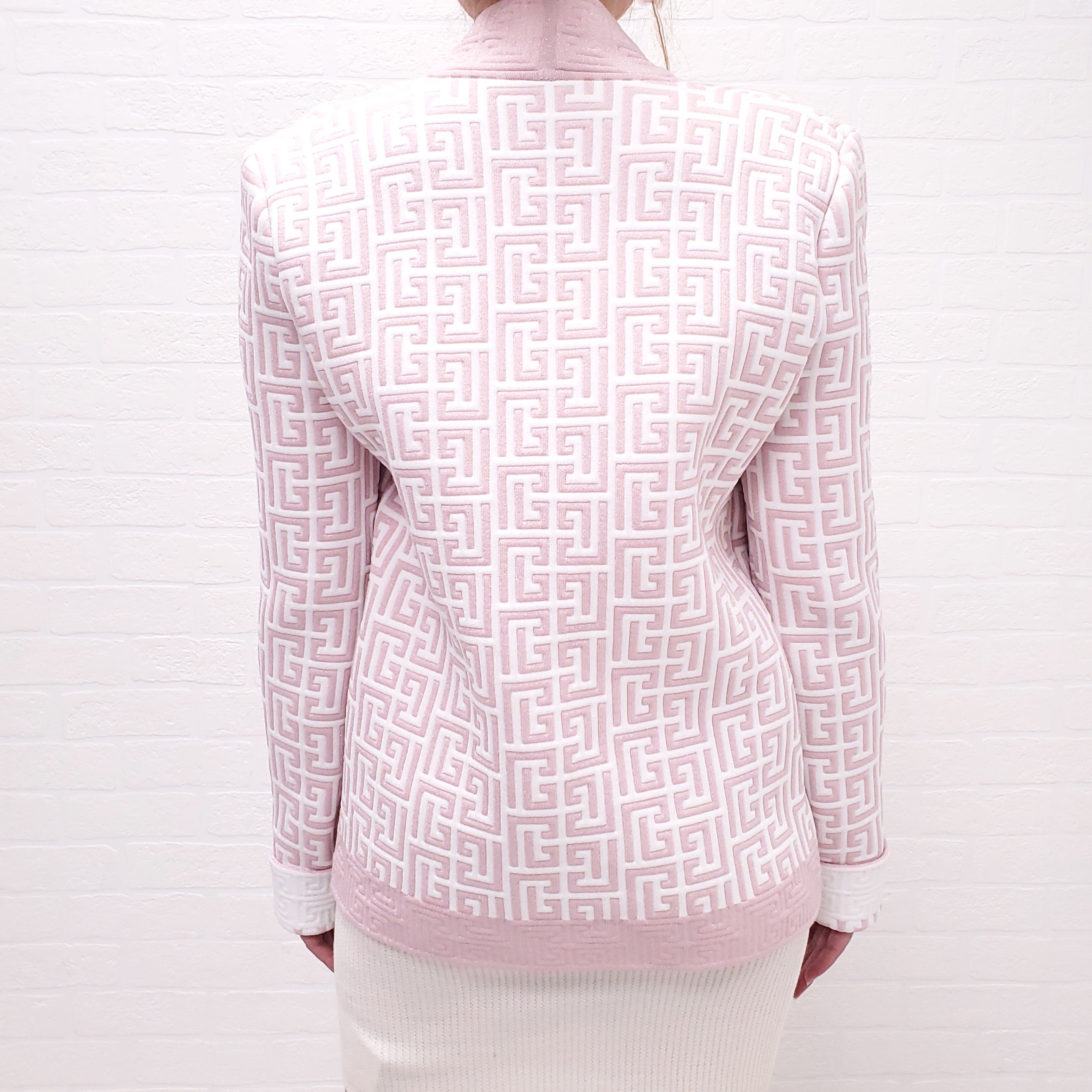 BALMAIN PINK MONOGRAM CARDIGAN - SIZE 40