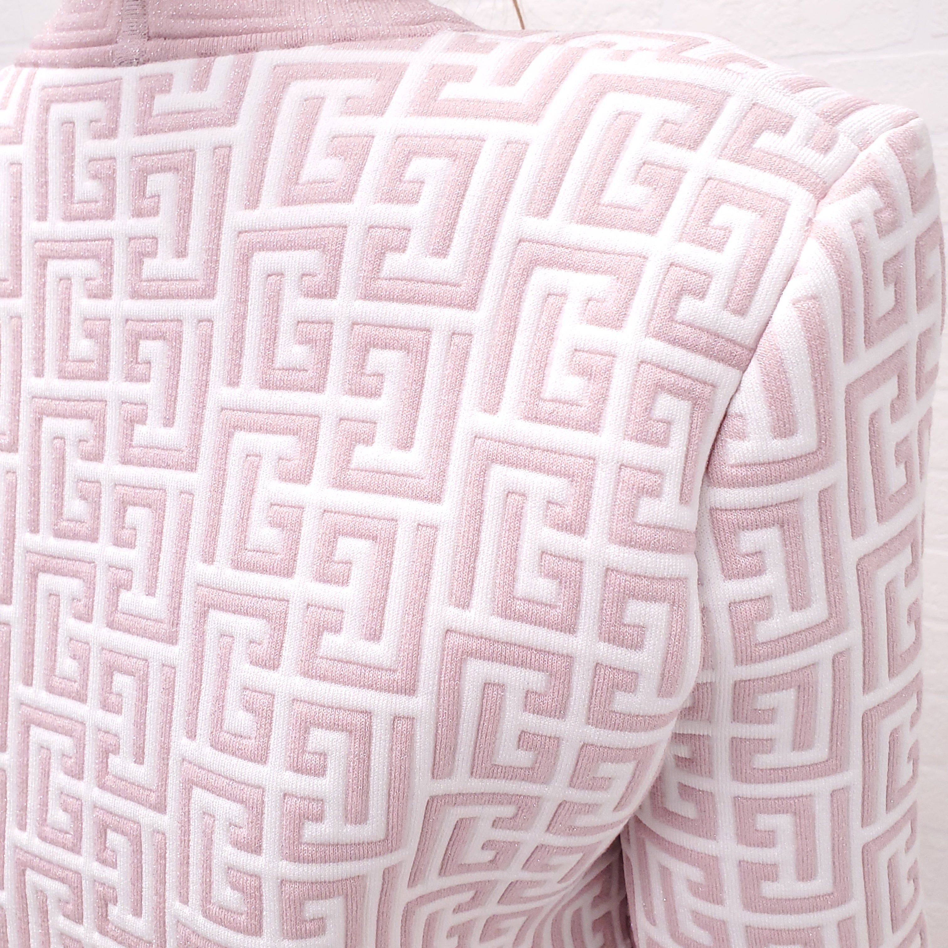 BALMAIN PINK MONOGRAM CARDIGAN - SIZE 40
